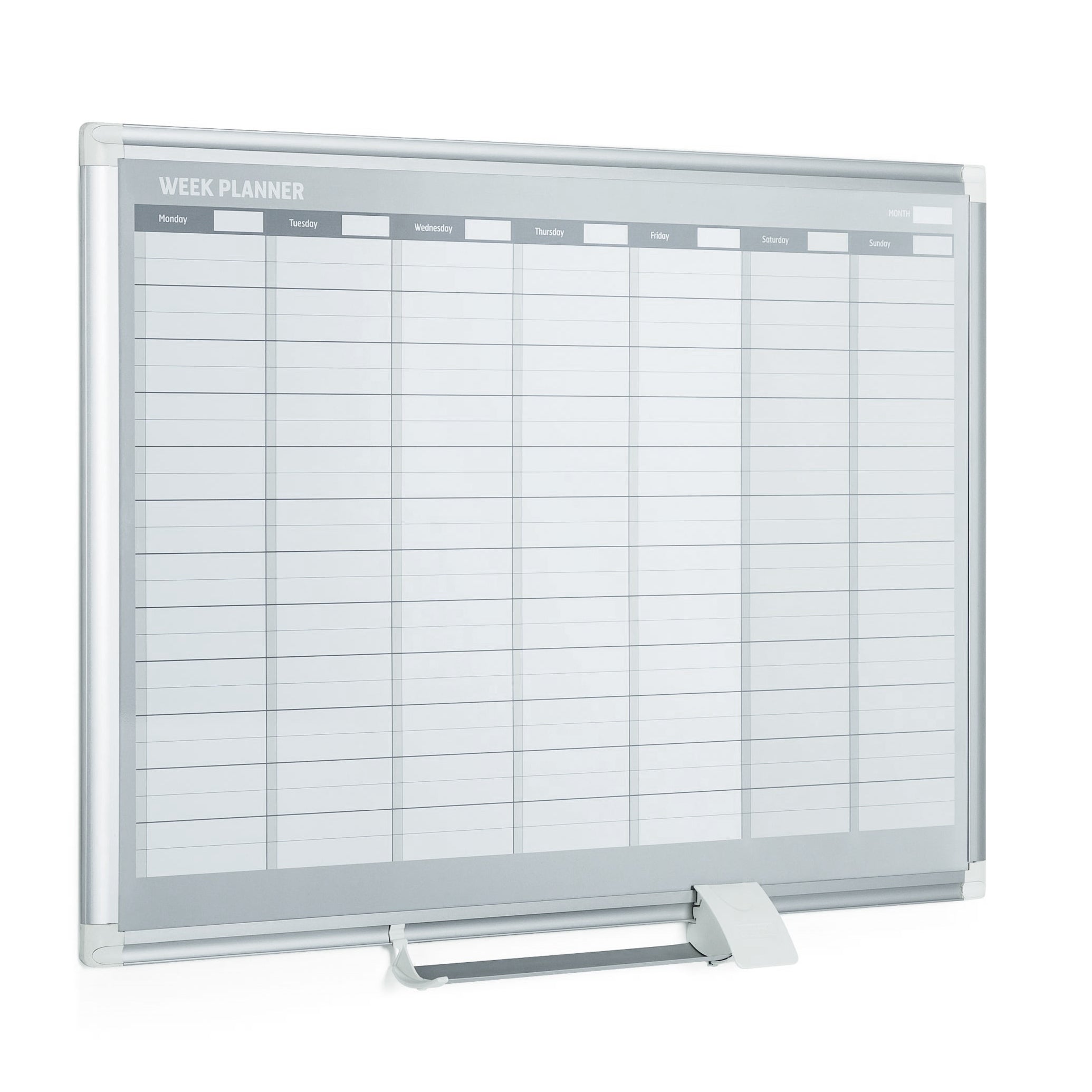 MasterVision Magnetic Steel Dry-Erase Weekly Planner, 24" x 36", Aluminum Frame