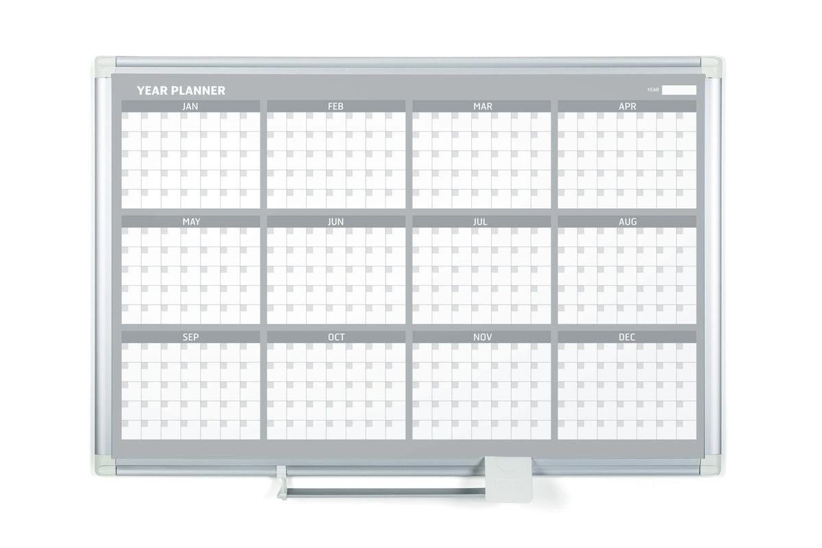 MasterVision Magnetic Steel Dry-Erase Twelve Month Planner, 36" x 48", Aluminum Frame