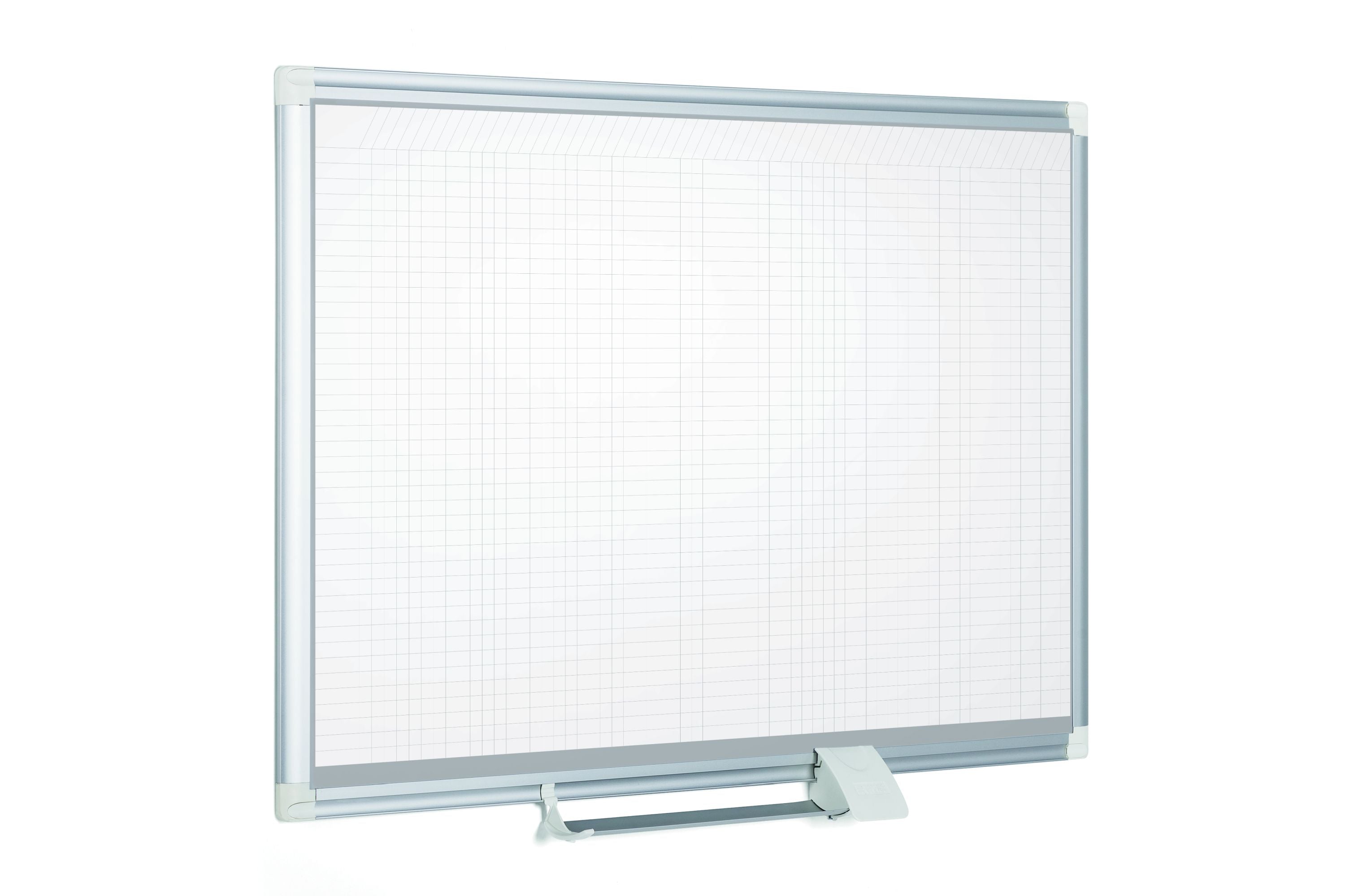 MasterVision Magnetic Steel Dry-Erase Planning Board with Accessory Kit, General Format Grid, Aluminum Frame, 48" x 72"