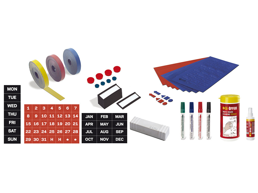 MasterVision Magnetic Steel Dry-Erase Planning Board with Accessory Kit, General Format Grid, Aluminum Frame, 36" x 48"