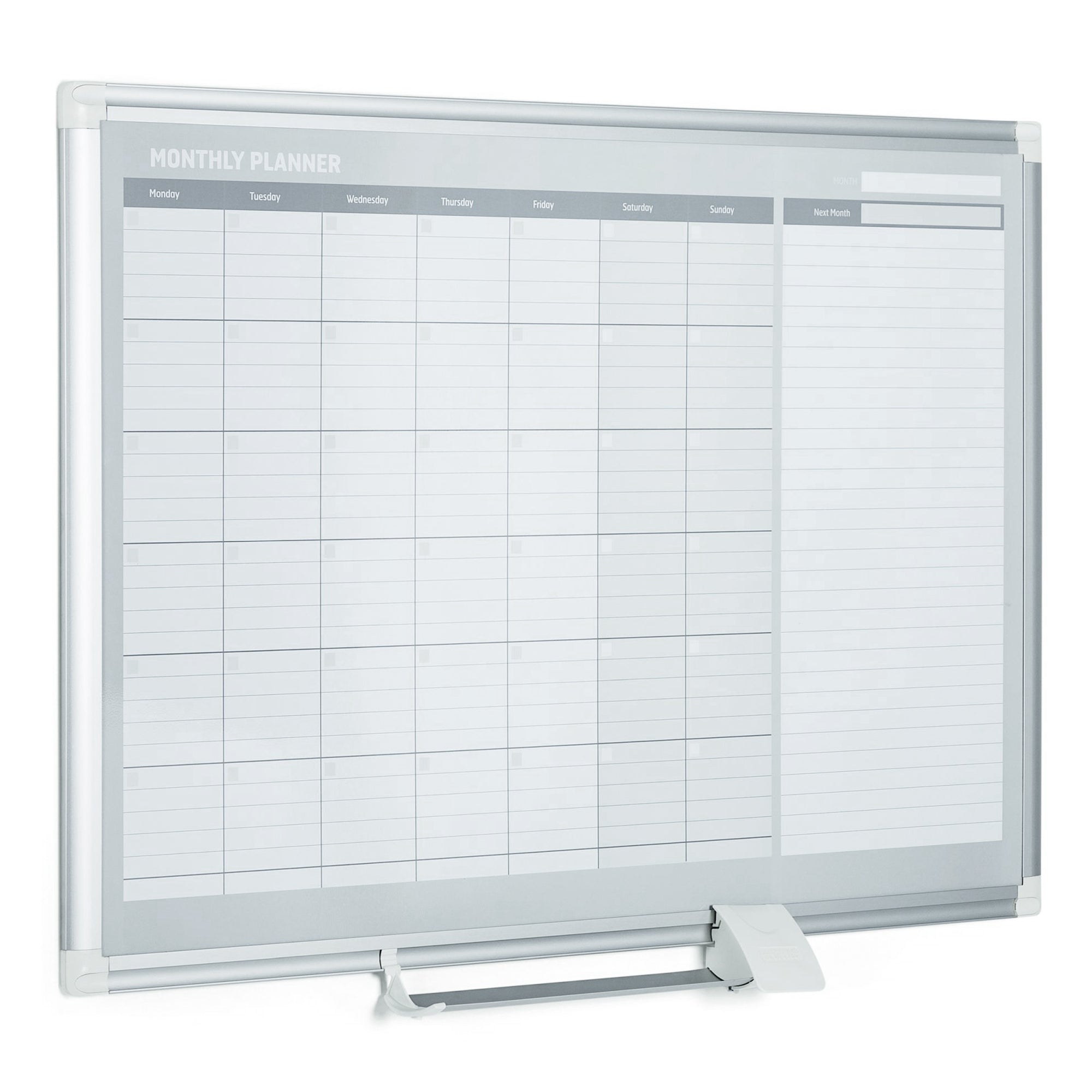 MasterVision Magnetic Steel Dry-Erase Monthly Planner, 24" x 36", Aluminum Frame