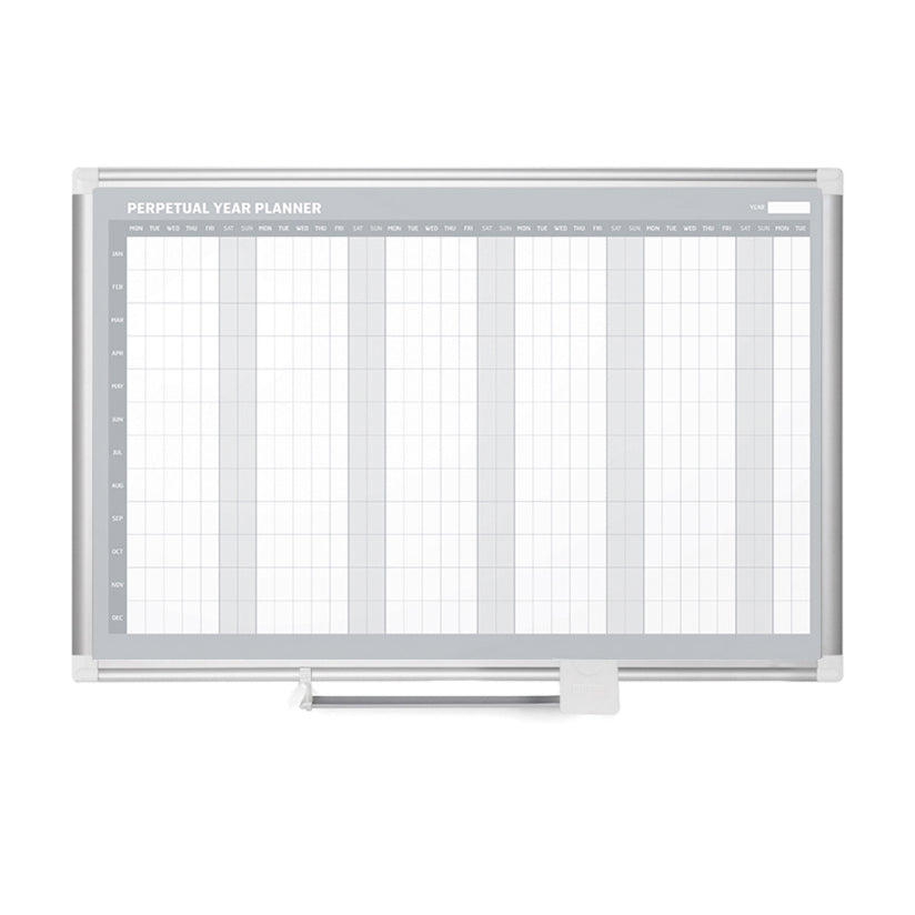 MasterVision Magnetic Steel Dry-Erase Yearly Planner, 36" x 48", Aluminum Frame