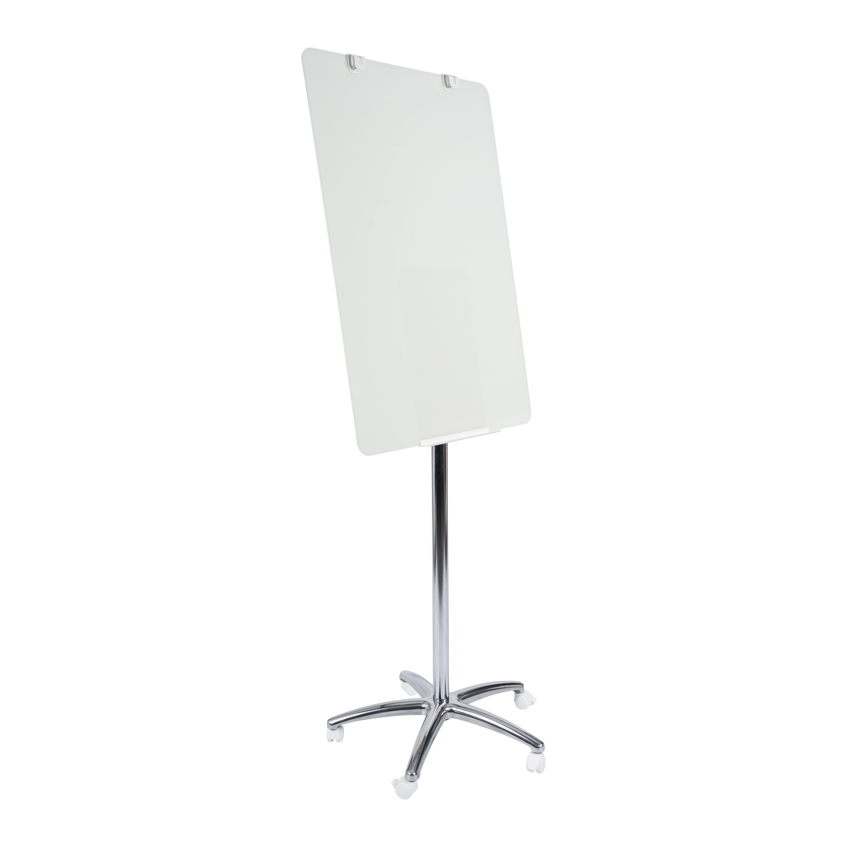 MasterVision Value Glass Dry-Erase Mobile Easel, 30" x 42", Chrome, Non-magnetic