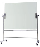 MasterVision Magnetic Glass Revolving Dry-Erase Easel, 36" x 48", Chrome