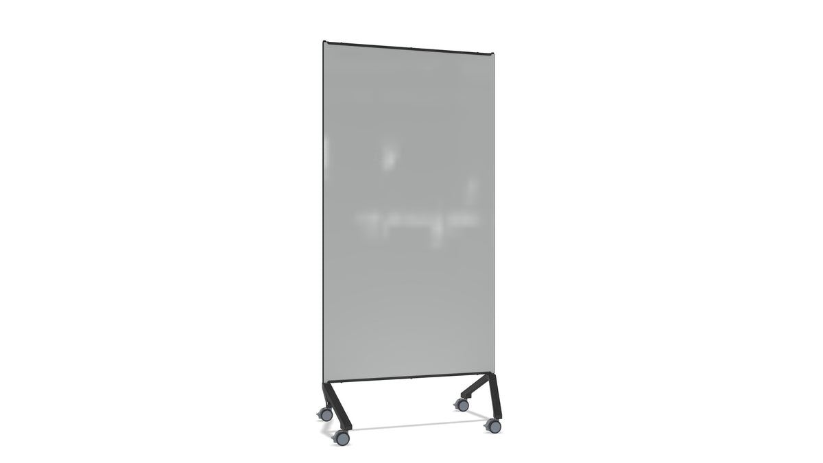 Ghent Pointe Mobile Glassboard, Magnetic, Gray Glass w/ Black Frame, 77"H x 36"W_0