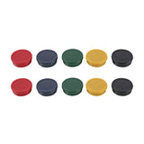 MasterVision Super Magnets, 3/4" Diameter, Assorted Colors, Red, Green, Yellow, Blue, Black, Pack of 10