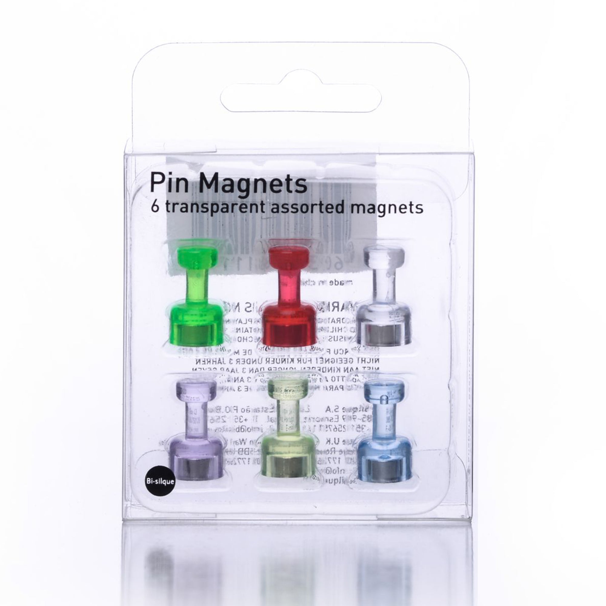 Magnetic Push Pins, 3/4" Diameter, Assorted Colors, red, green, yellow, blue, white, purple, Pack of 6