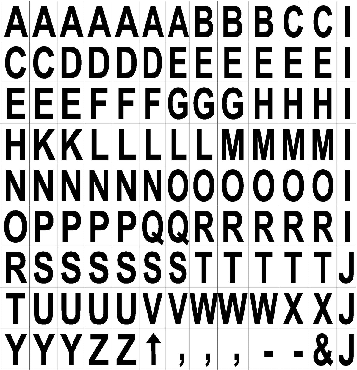MasterVision Letter Accessory Magnets, Black on White