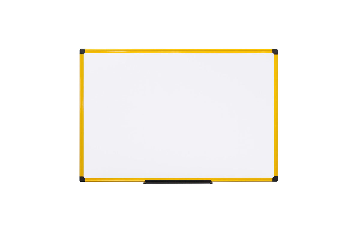 MasterVision Industrial Magnetic Steel Dry-Erase Board, 24" x 36", Yellow Aluminum Frame