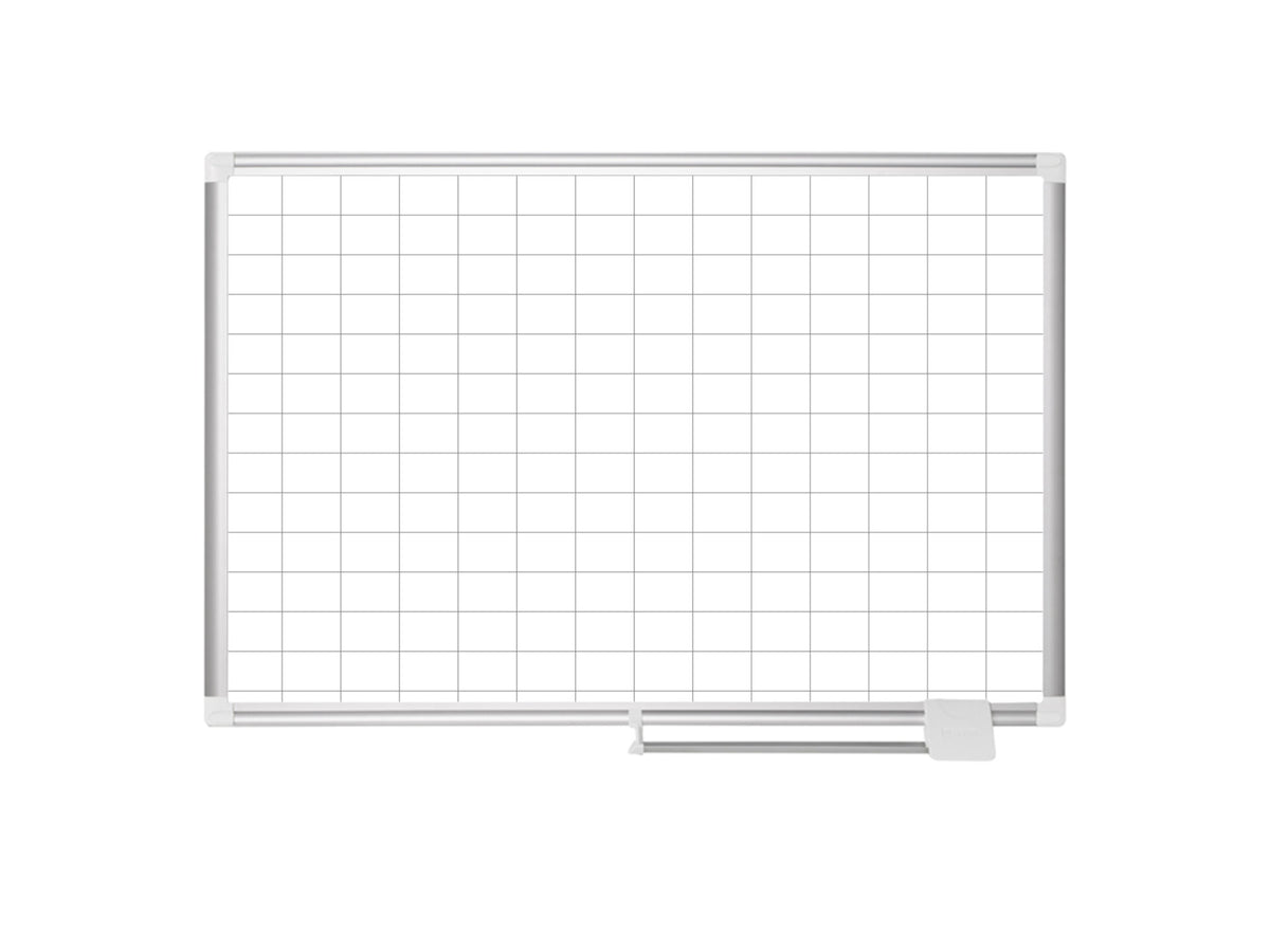 MasterVision Magnetic Steel Dry-Erase Planning Board, 2" x 3" Grid, Aluminum Frame, 48" x 72"