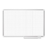 MasterVision Magnetic Porcelain Dry-Erase Planning Board, 2" x 2" Grid, Aluminum Frame, 36" x 48"