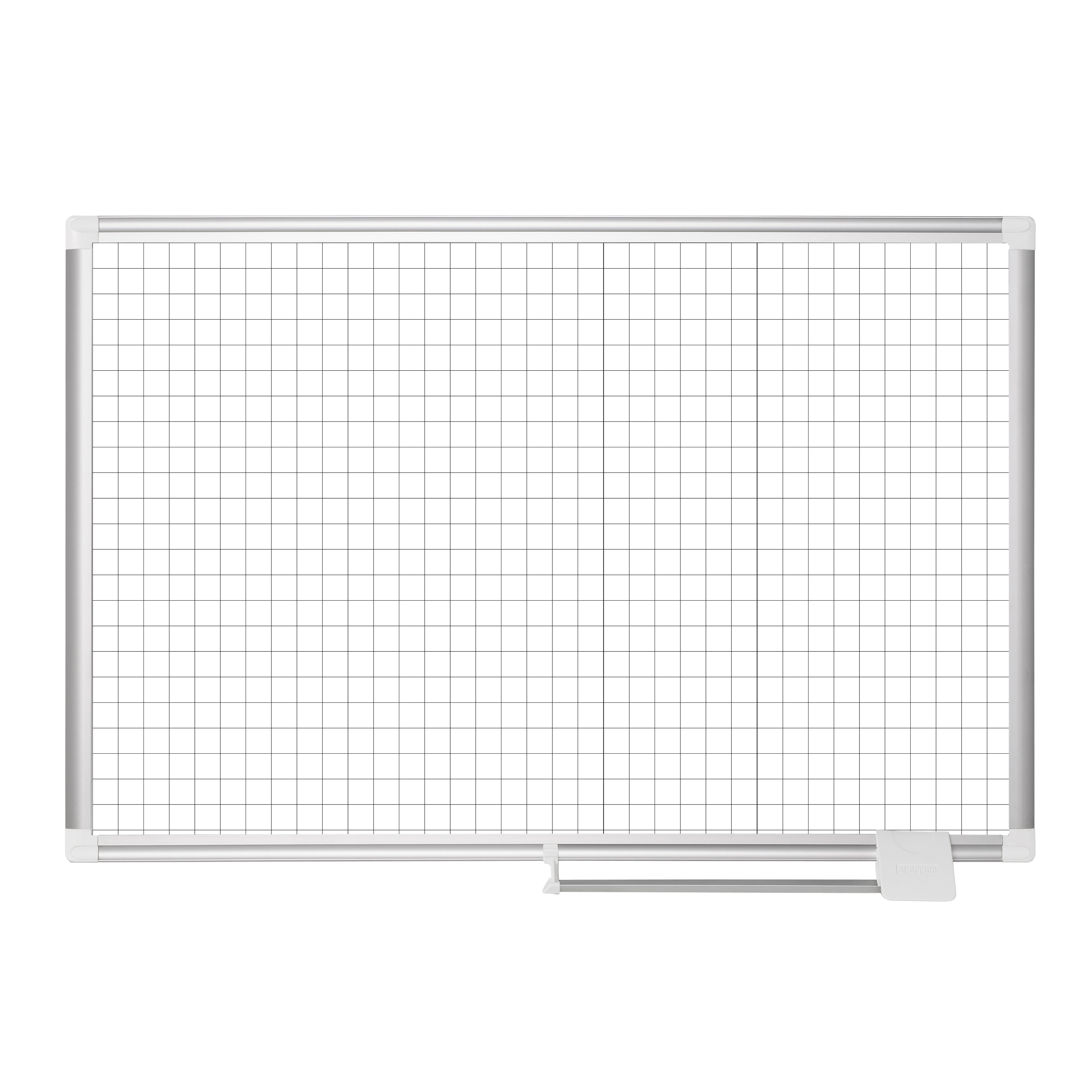 MasterVision Magnetic Steel Dry-Erase Planning Board, 1" x 1" Grid, Aluminum Frame, 36" x 48"