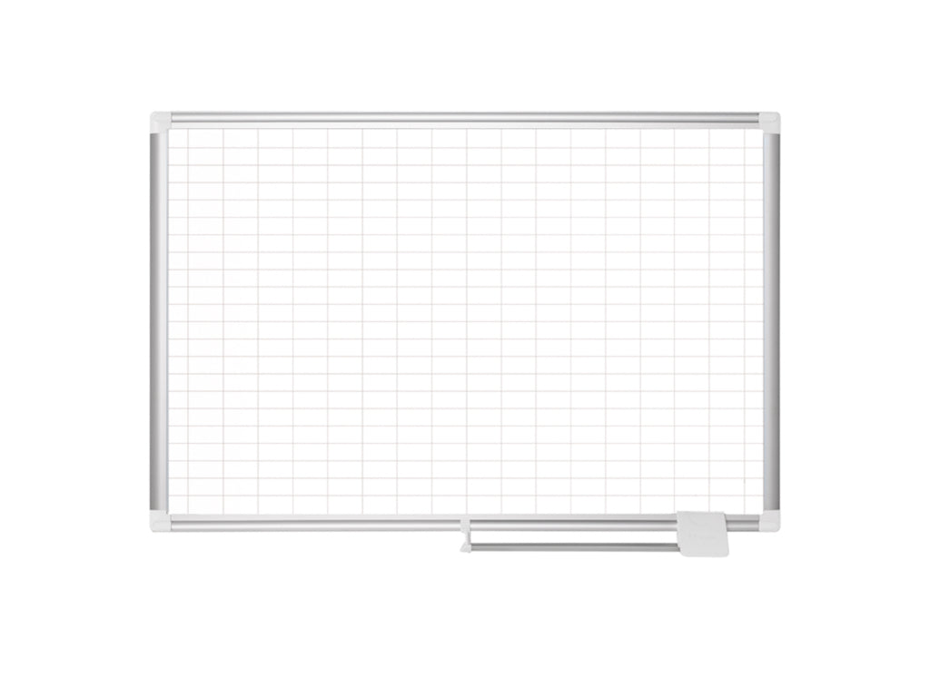 MasterVision Magnetic Porcelain Dry-Erase Planning Board, 1" x 2" Grid, Aluminum Frame, 36" x 48"