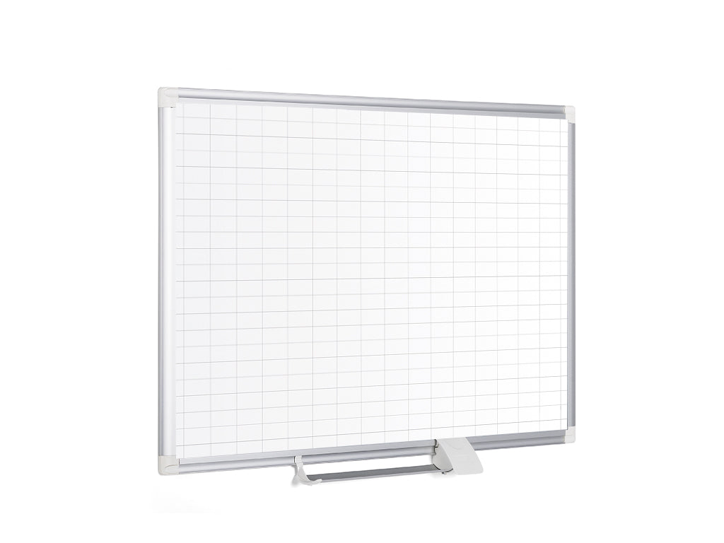 MasterVision Magnetic Porcelain Dry-Erase Planning Board, 1" x 2" Grid, Aluminum Frame, 36" x 48"