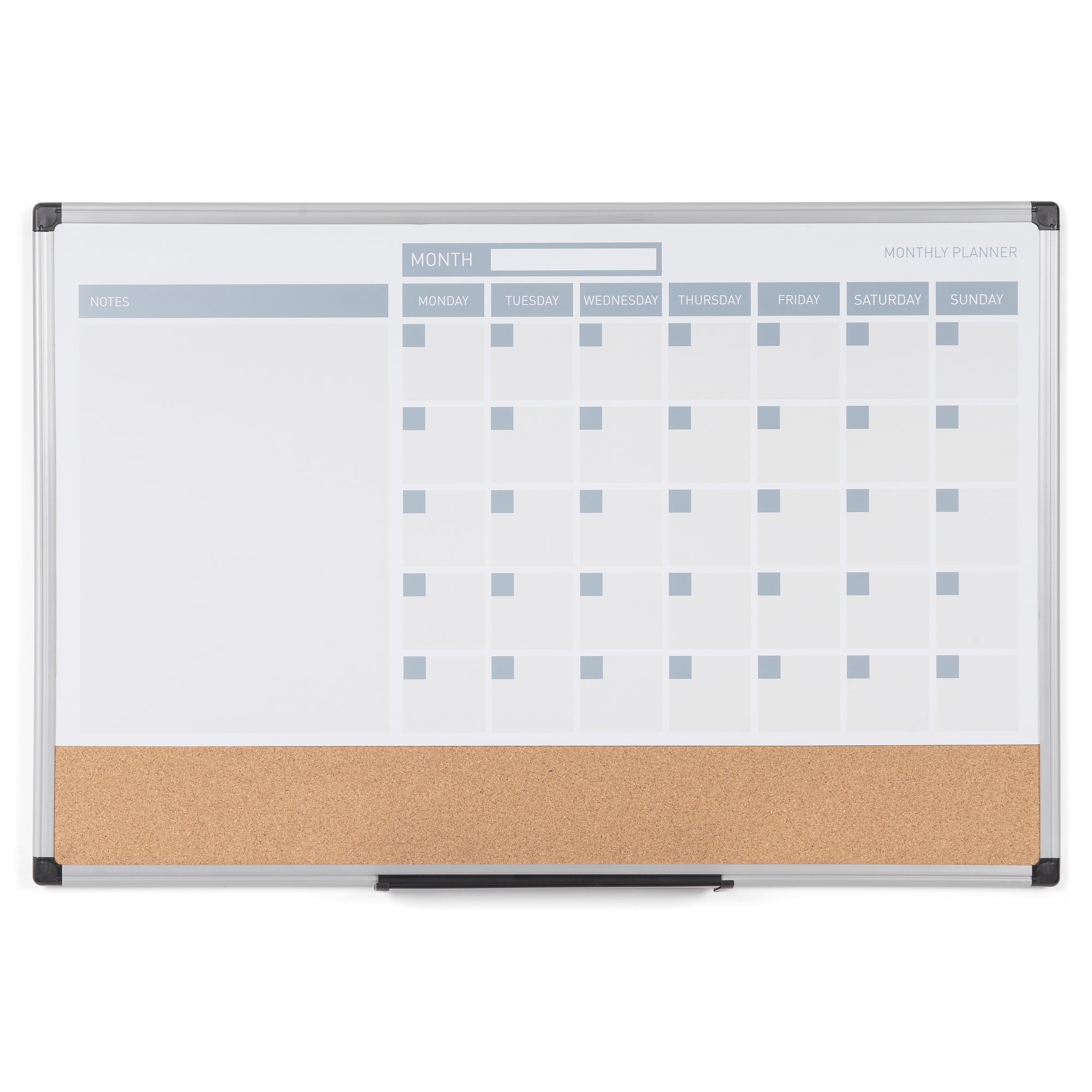MasterVision 3-in-1 Dry-Erase Calendar Planner Board, 18&quot; x 24&quot;, Silver Frame