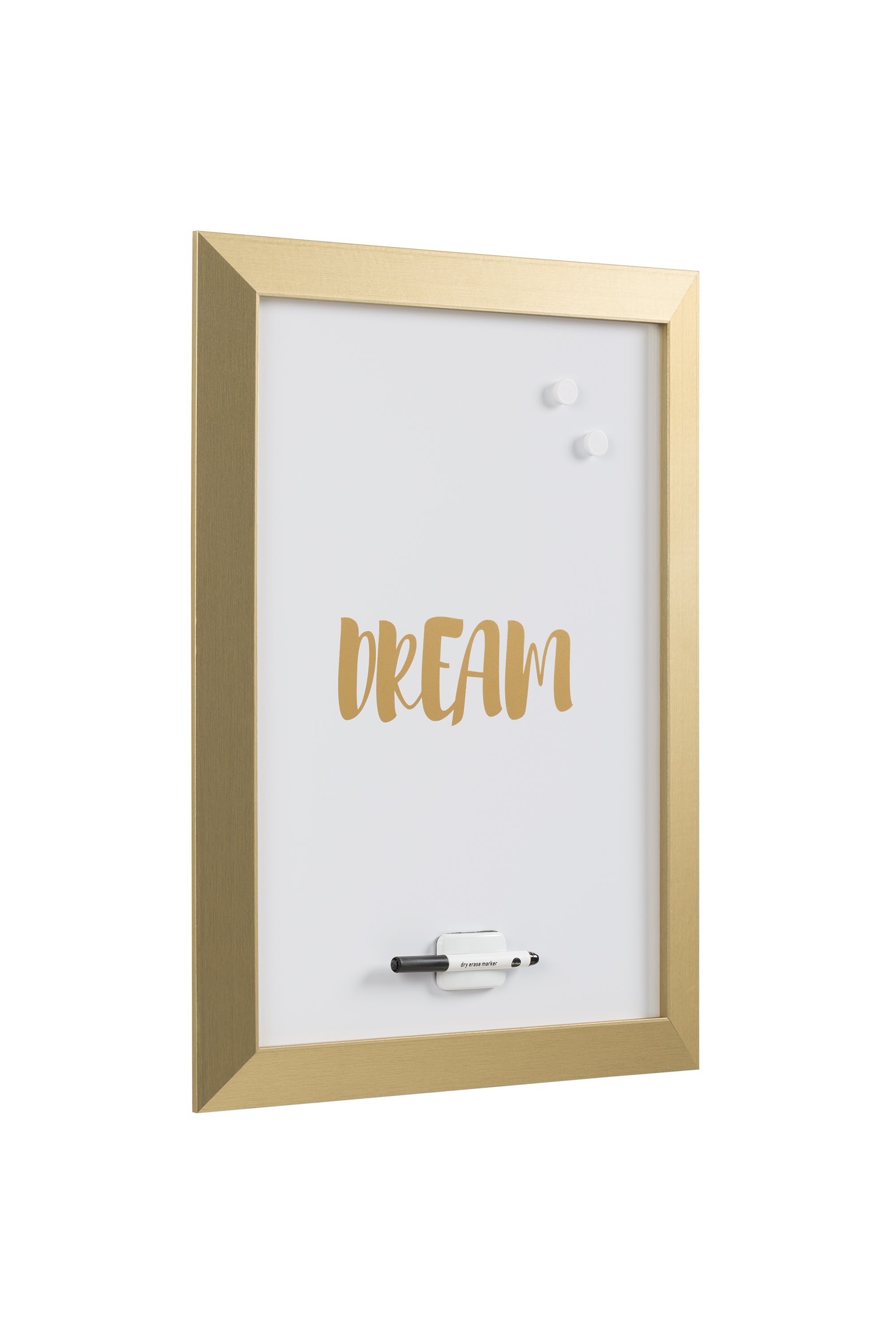 MasterVision Magnetic Dry-Erase Quote Board, "DREAM" Quote, Gold Metallic Frame, 18" x 24"