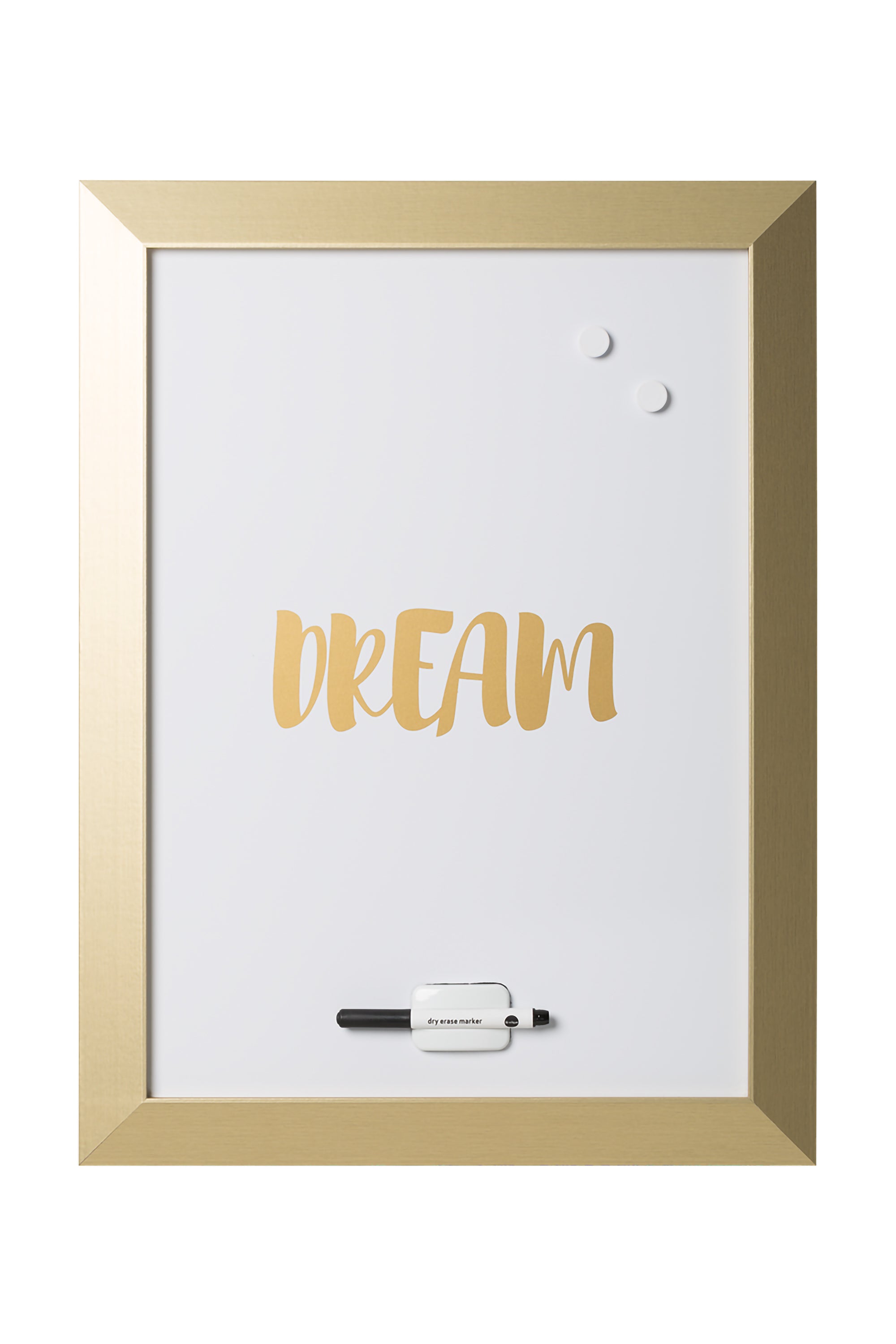 MasterVision Magnetic Dry-Erase Quote Board, "DREAM" Quote, Gold Metallic Frame, 18" x 24"