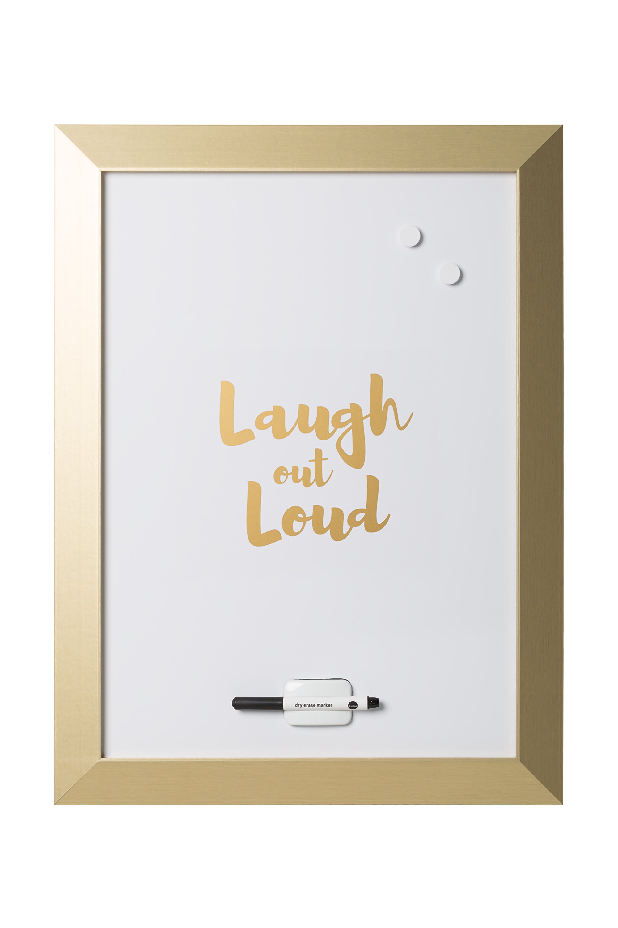 MasterVision Magnetic Dry-Erase Quote Board, "LOL" Quote, Gold Metallic Frame, 18" x 24"