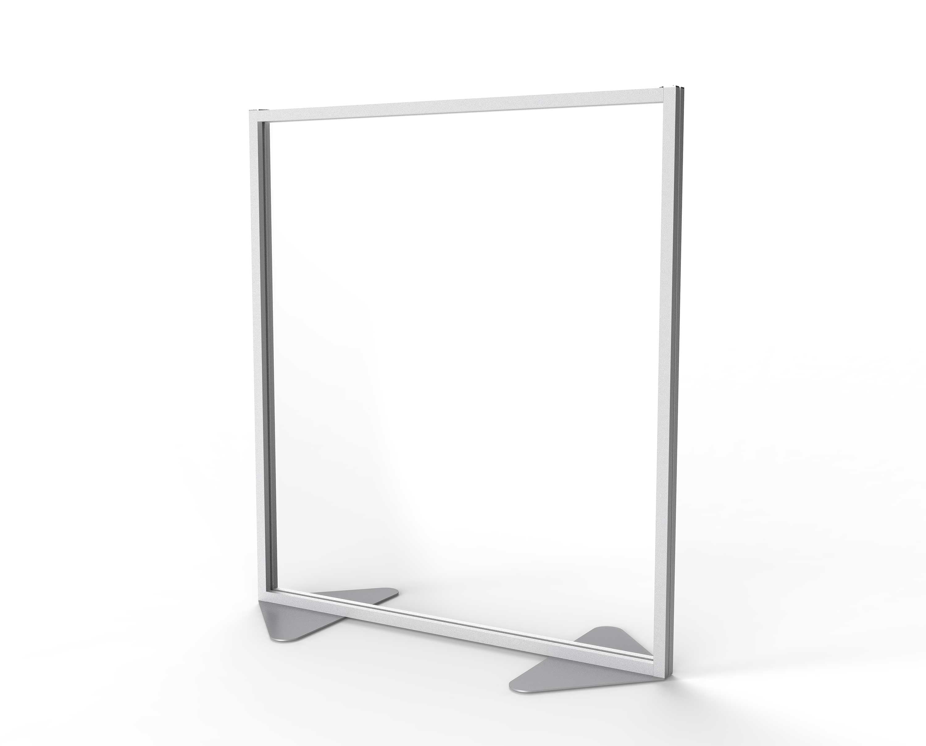 Ghent Floor Partition w/ Aluminum Frame and Full Panel Infill, Clear Acrylic, 54"H x 48"W_0