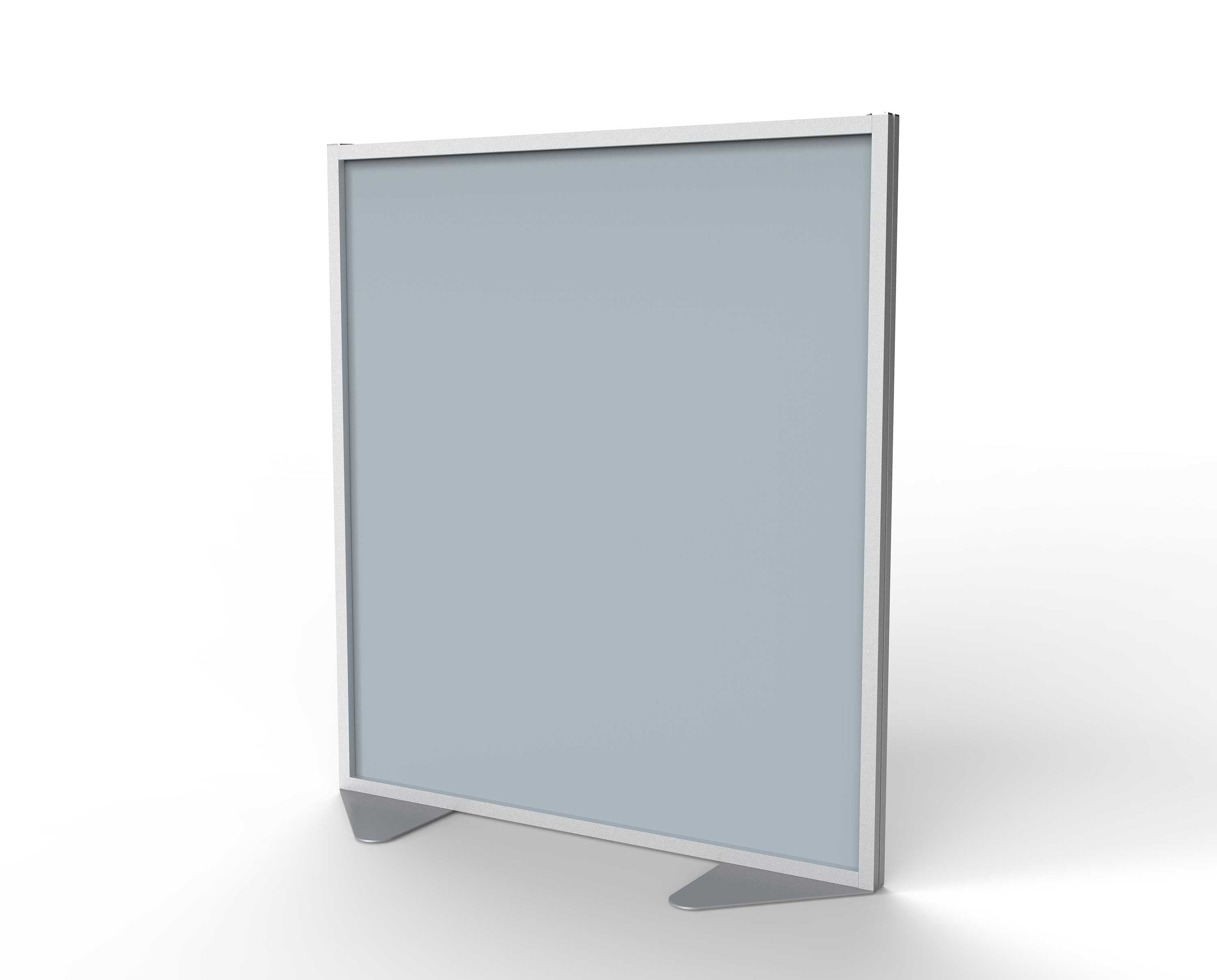 Ghent Floor Partition w/ Aluminum Frame and Full Panel Infill, Silver Vinyl, 54"H x 48"W_0