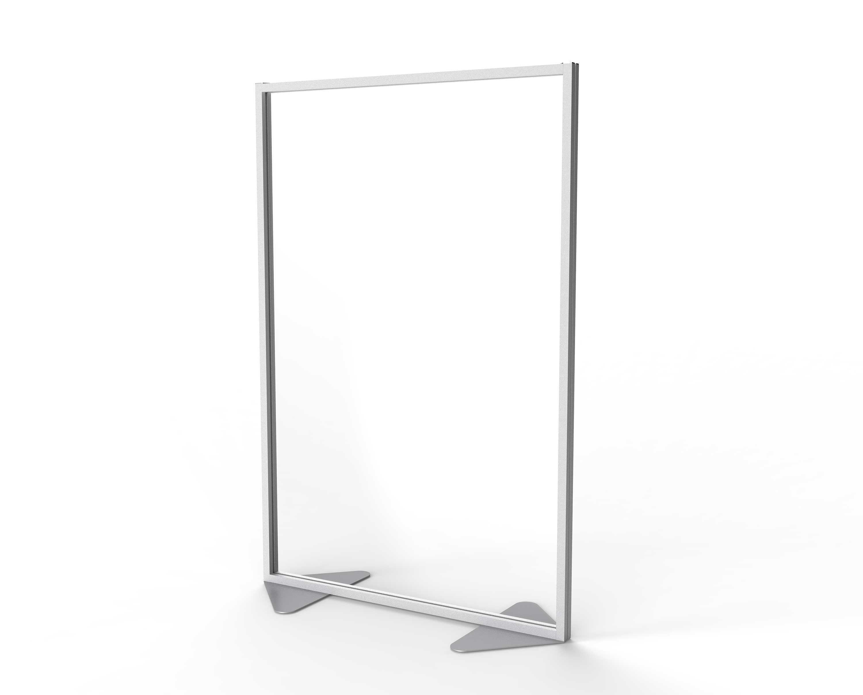 Ghent Floor Partition w/ Aluminum Frame and Full Panel Infill, Clear Acrylic, 72"H x 48"W_0