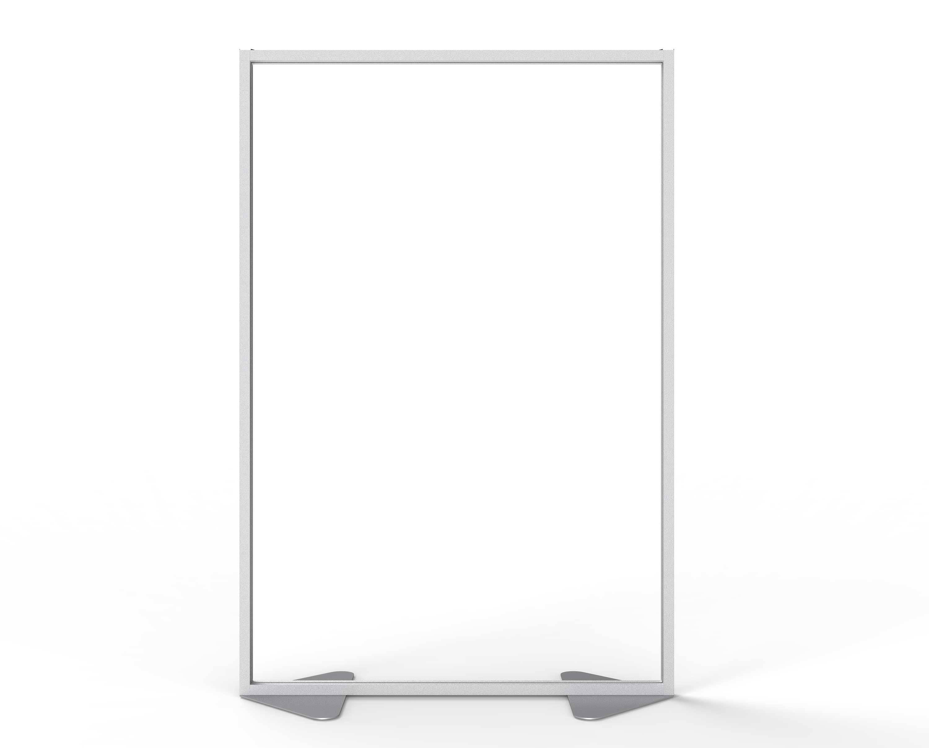 Ghent Floor Partition w/ Aluminum Frame and Full Panel Infill, Clear Acrylic, 72"H x 48"W_1