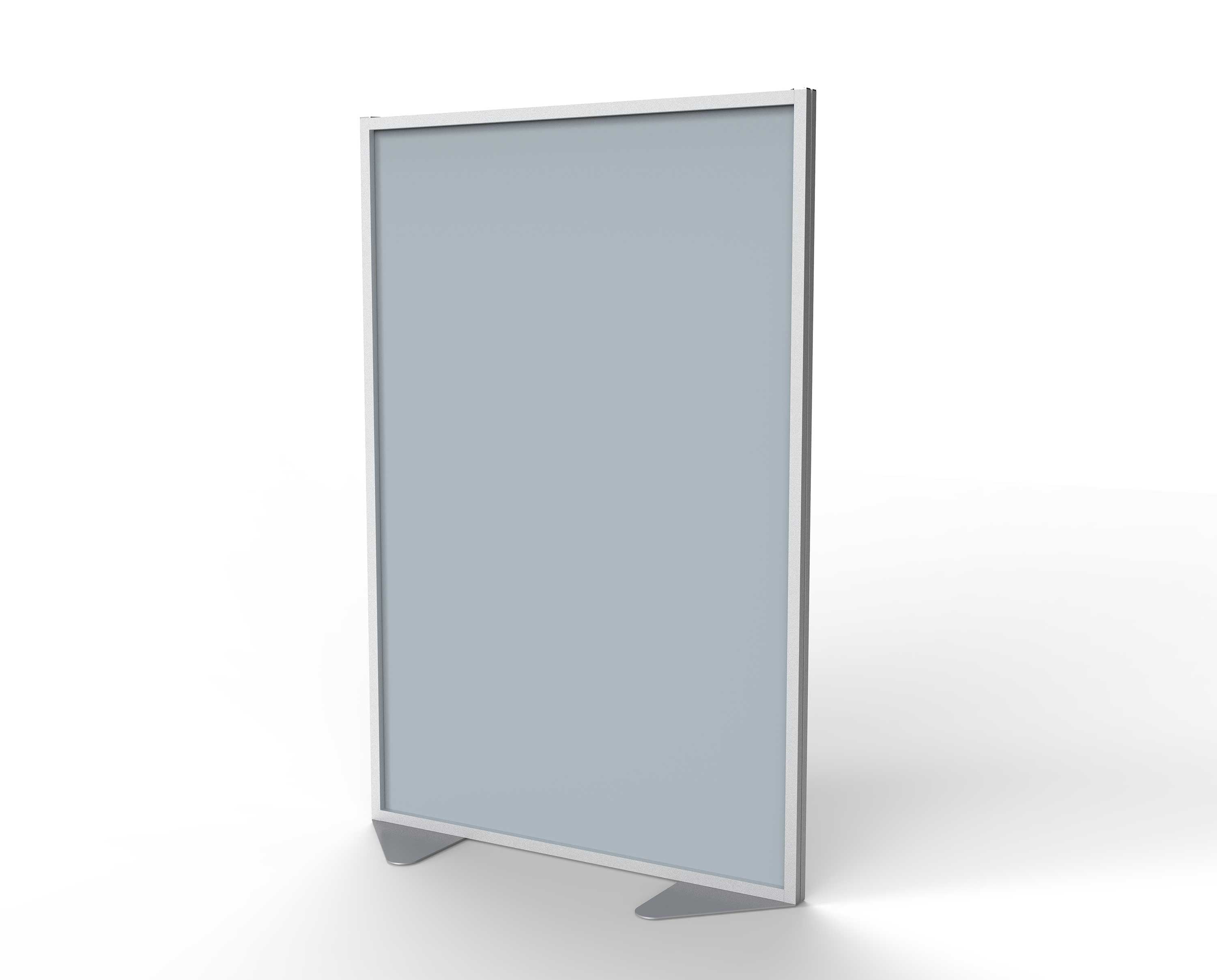 Ghent Floor Partition w/ Aluminum Frame and Full Panel Infill, Silver Vinyl, 72"H x 48"W_0