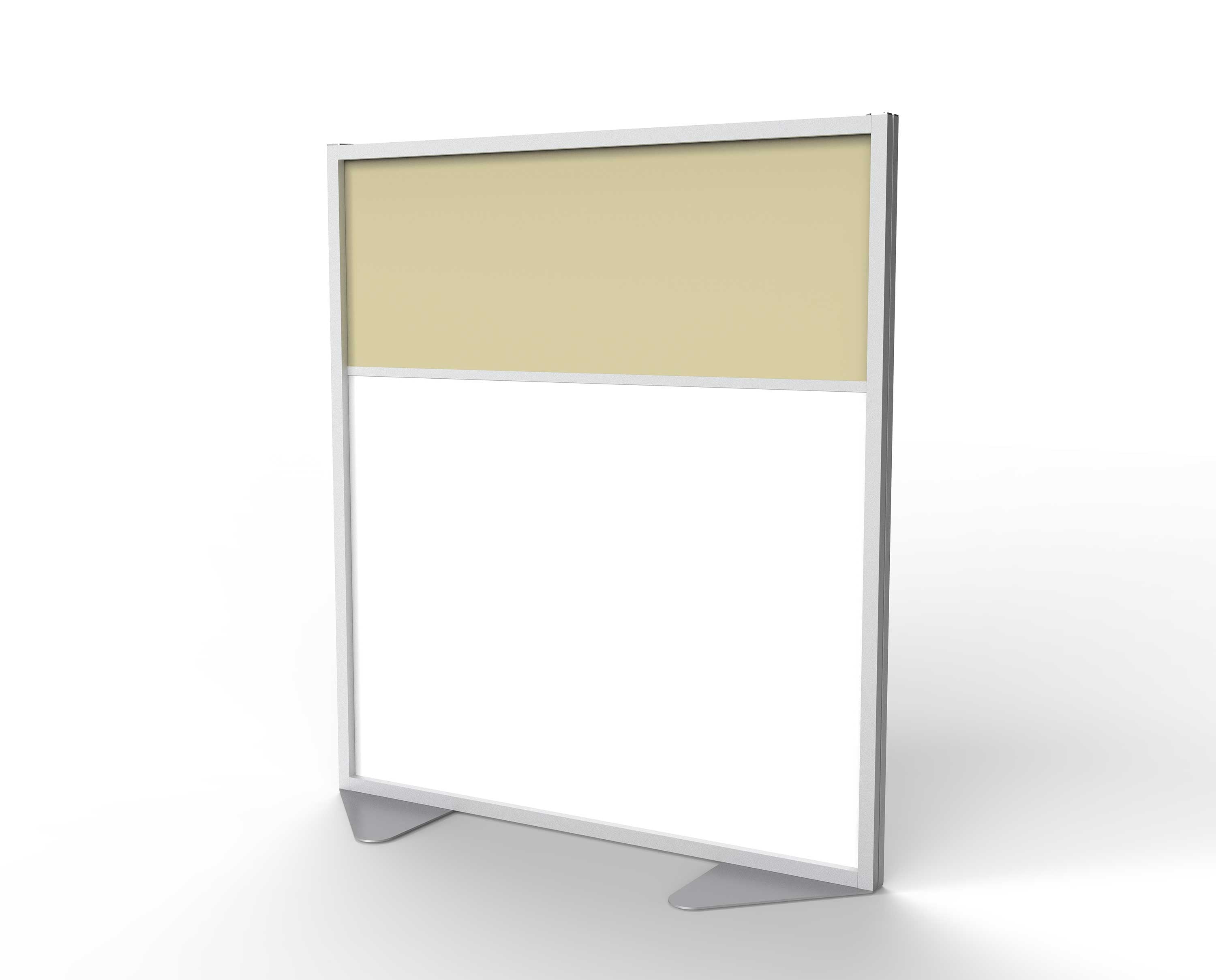 Ghent Floor Partition w/ Aluminum Frame and 2 Split Panel Infill, Porcelain and Caramel Vinyl, 54"H x 48"W_0