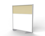 Ghent Floor Partition w/ Aluminum Frame and 2 Split Panel Infill, Porcelain and Caramel Vinyl, 54"H x 48"W_0