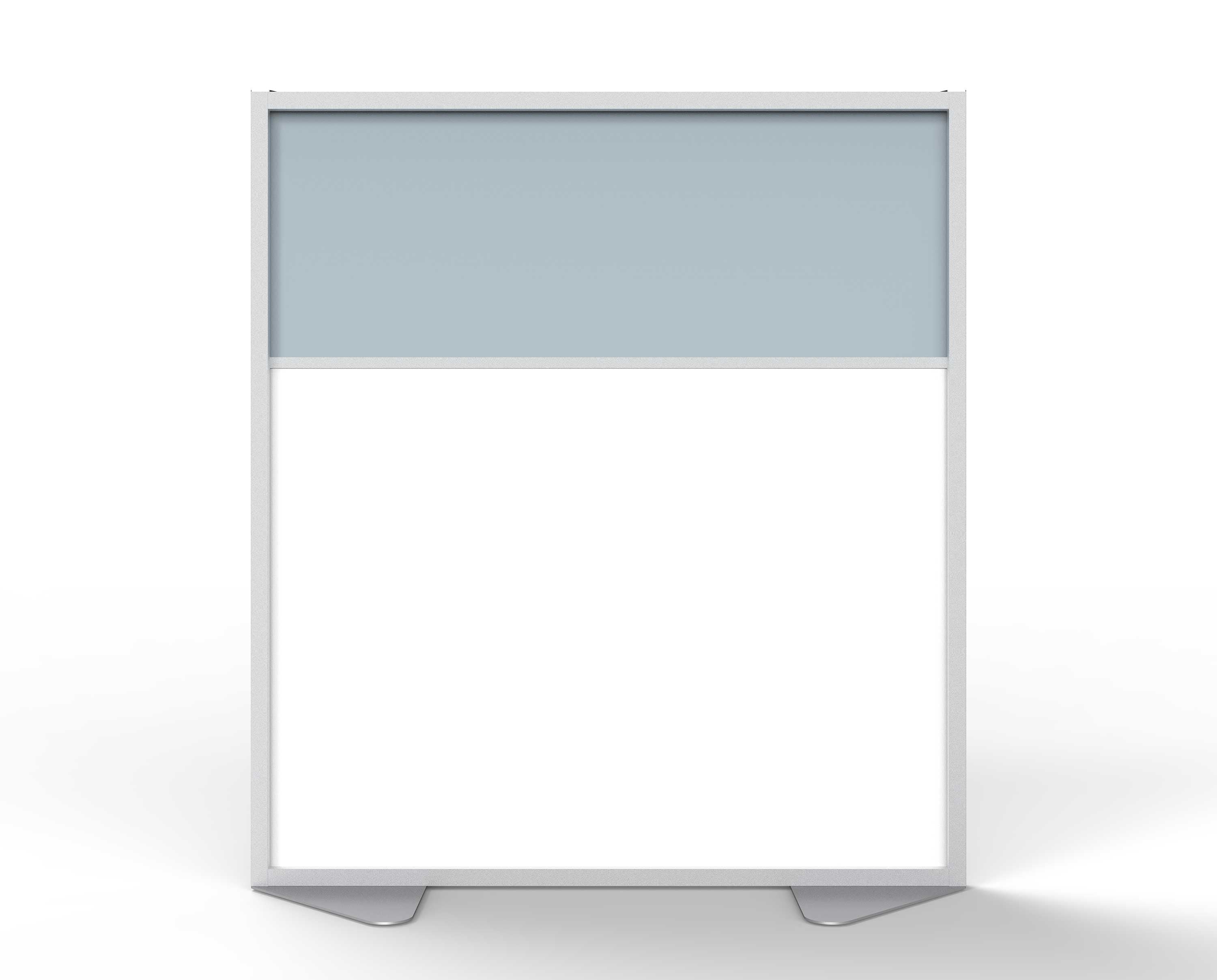 Ghent Floor Partition w/ Aluminum Frame and 2 Split Panel Infill, Porcelain and Silver Vinyl, 54"H x 48"W_1