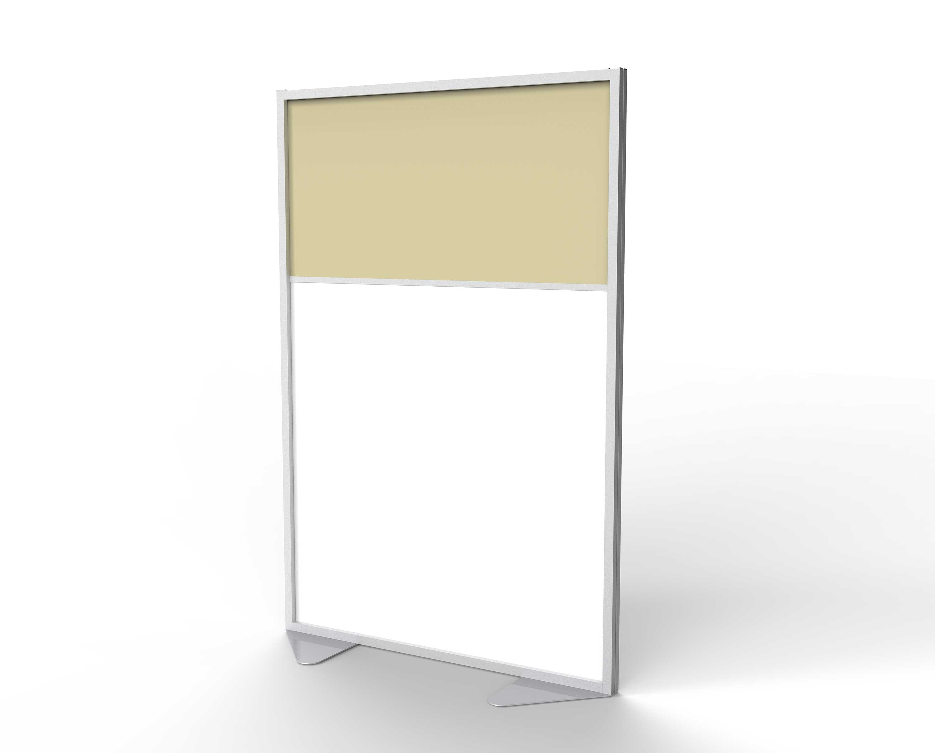 Ghent Floor Partition w/ Aluminum Frame and 2 Split Panel Infill, Porcelain and Caramel Vinyl, 72"H x 48"W_0