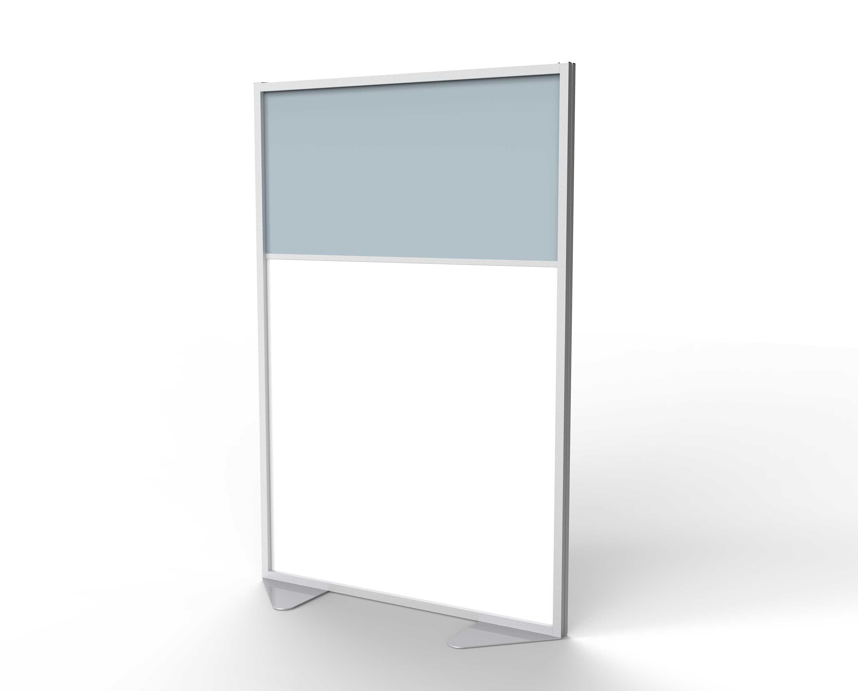 Ghent Floor Partition w/ Aluminum Frame and 2 Split Panel Infill, Porcelain and Silver Vinyl, 72"H x 48"W_0