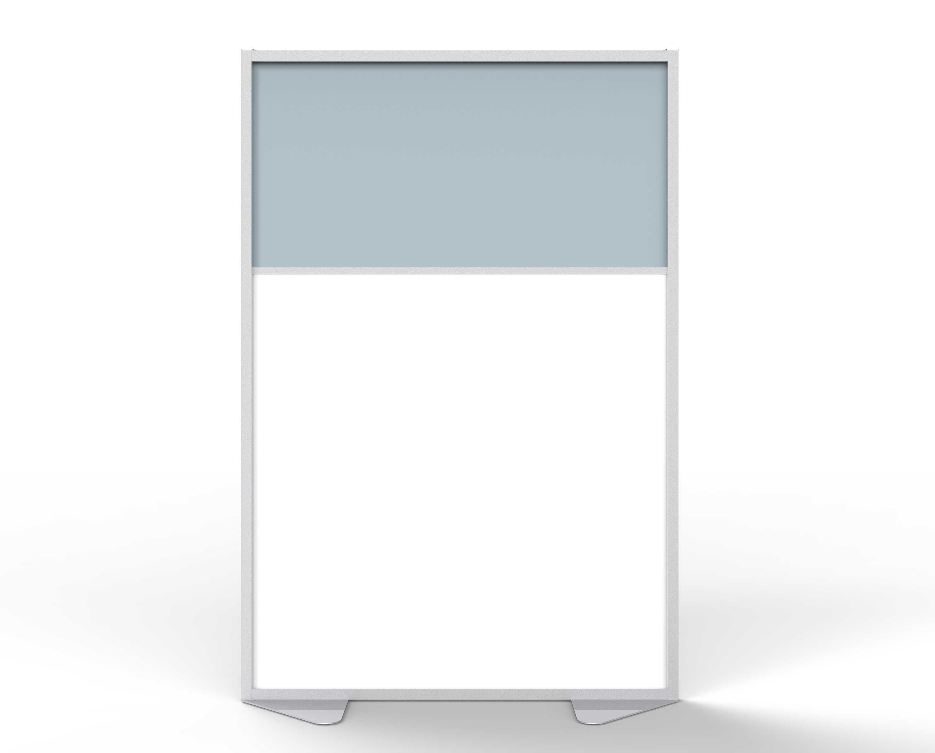 Ghent Floor Partition w/ Aluminum Frame and 2 Split Panel Infill, Porcelain and Silver Vinyl, 72"H x 48"W_1