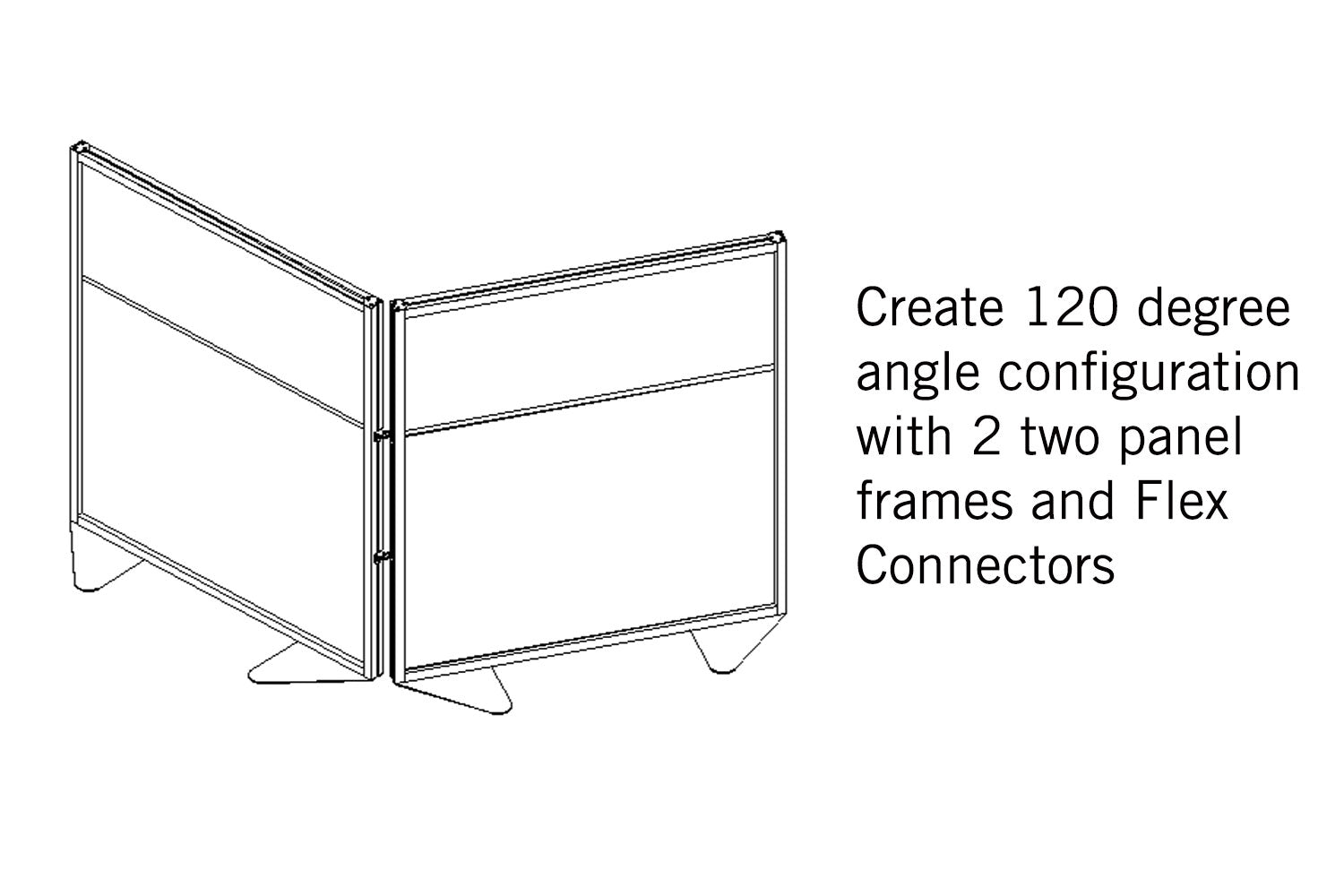 Ghent Floor Partition w/ Aluminum Frame and 2 Split Panel Infill, Porcelain and Silver Vinyl, 54"H x 48"W_3