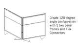 Ghent Floor Partition w/ Aluminum Frame and 2 Split Panel Infill, Porcelain and Silver Vinyl, 54"H x 48"W_3