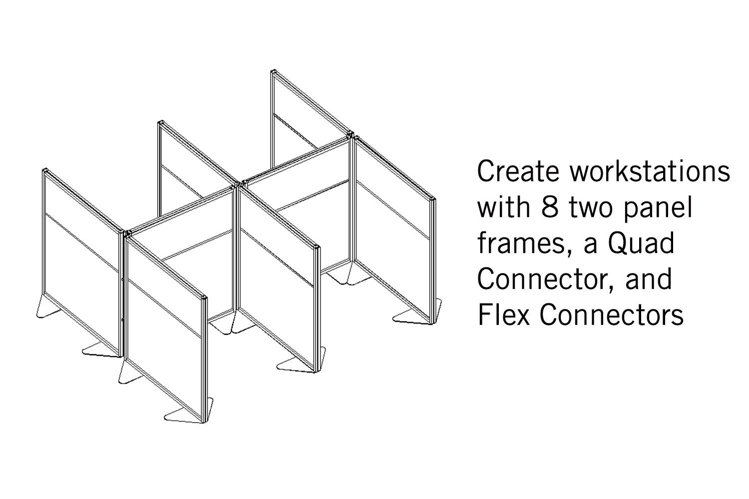 Ghent Floor Partition w/ Aluminum Frame and 2 Split Panel Infill, Porcelain and Silver Vinyl, 54"H x 48"W_4