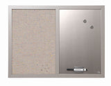 MasterVision Combo Silver Dry-Erase & Gray Fabric Bulletin Board, 18" x 24", Black Frame