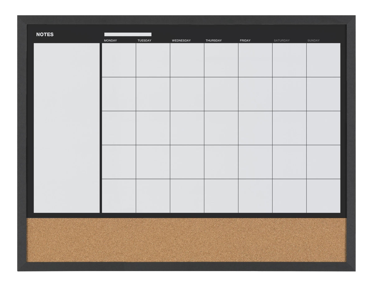 MasterVision 3-in-1 Dry-Erase Calendar Planner Board, 18" x 24", Black Frame