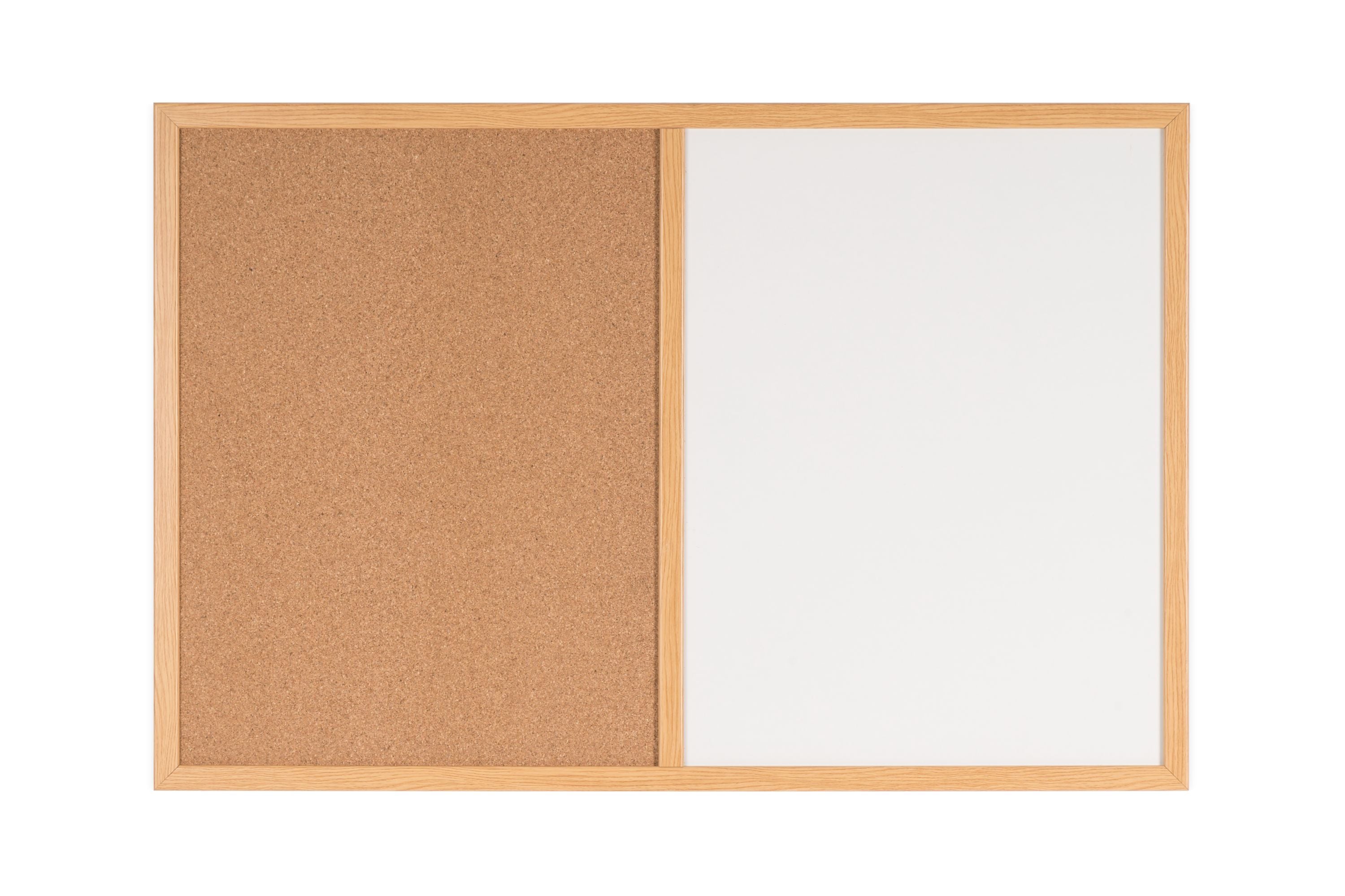 MasterVision Maya Combo Board, Melamine Dry-Erase and Cork Board, 36"  x 48", Oak Frame