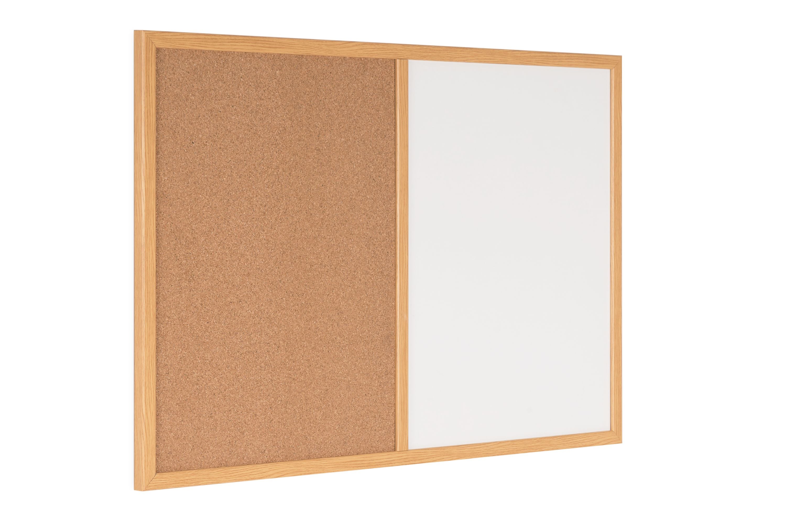 MasterVision Maya Combo Board, Melamine Dry-Erase and Cork Board, 36"  x 48", Oak Frame