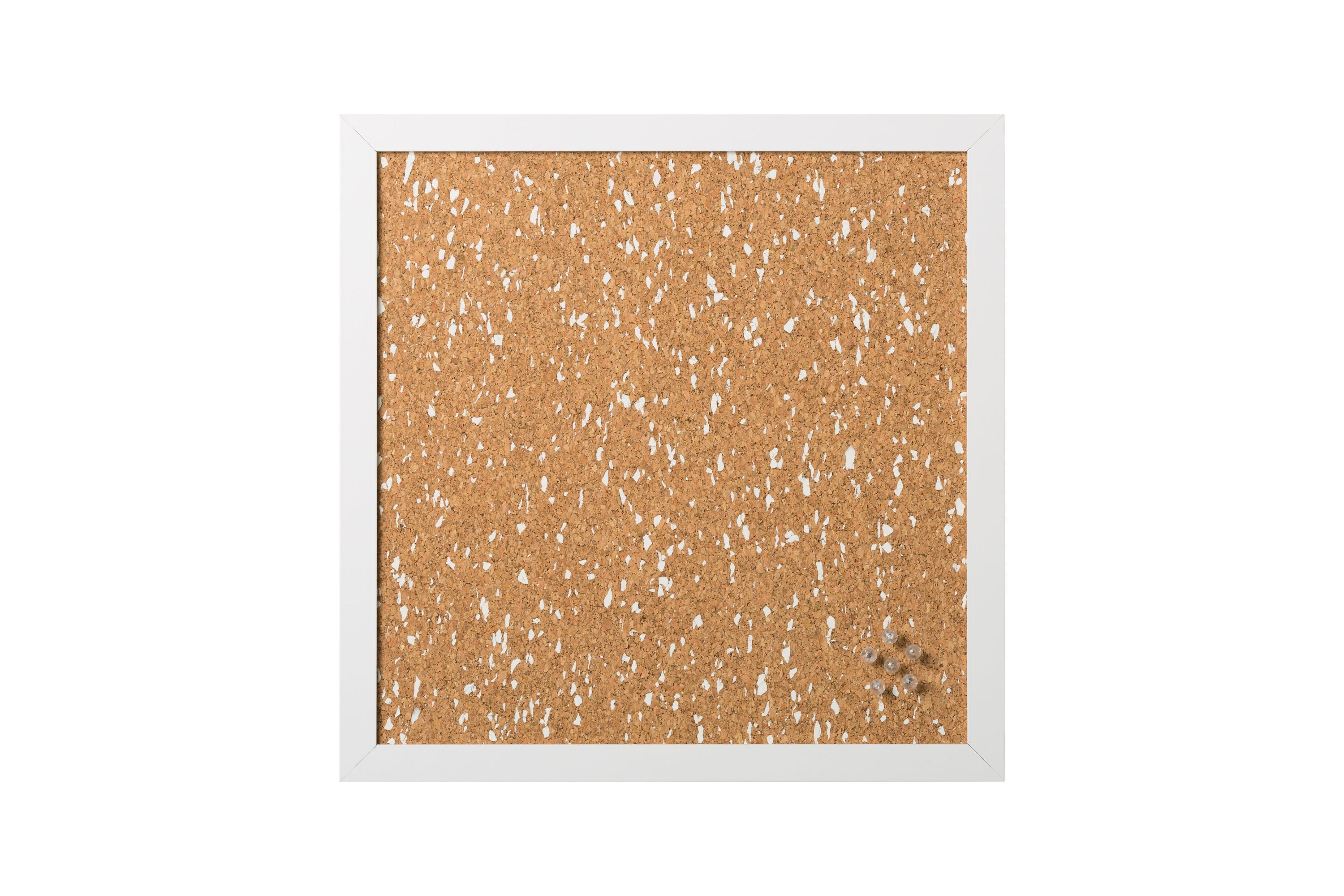 MasterVision White Speckled Cork Bulletin Board, White MDF Frame, 18" x 18"