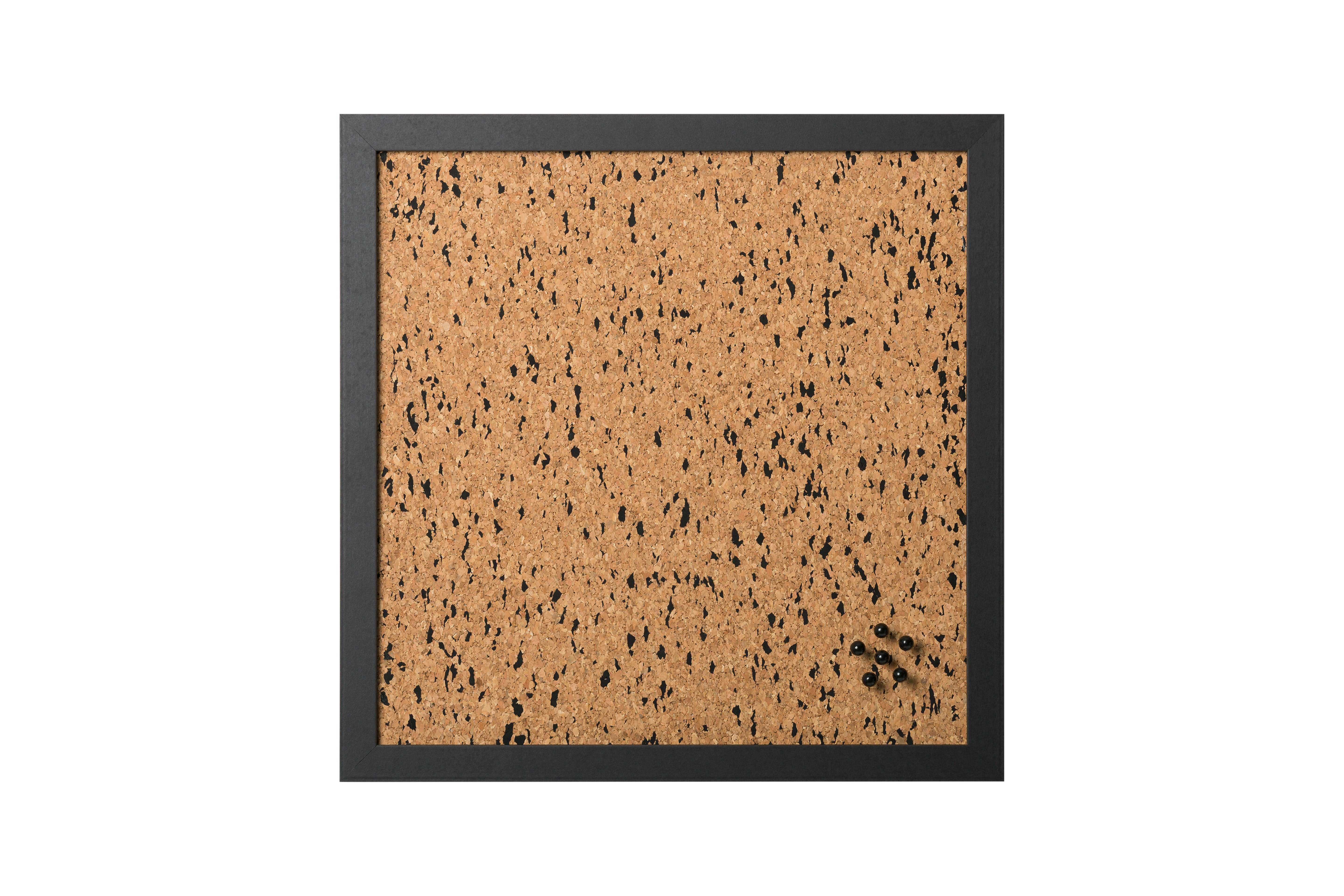 MasterVision Black Speckled Cork Bulletin Board, Black MDF Frame, 18" x 18"