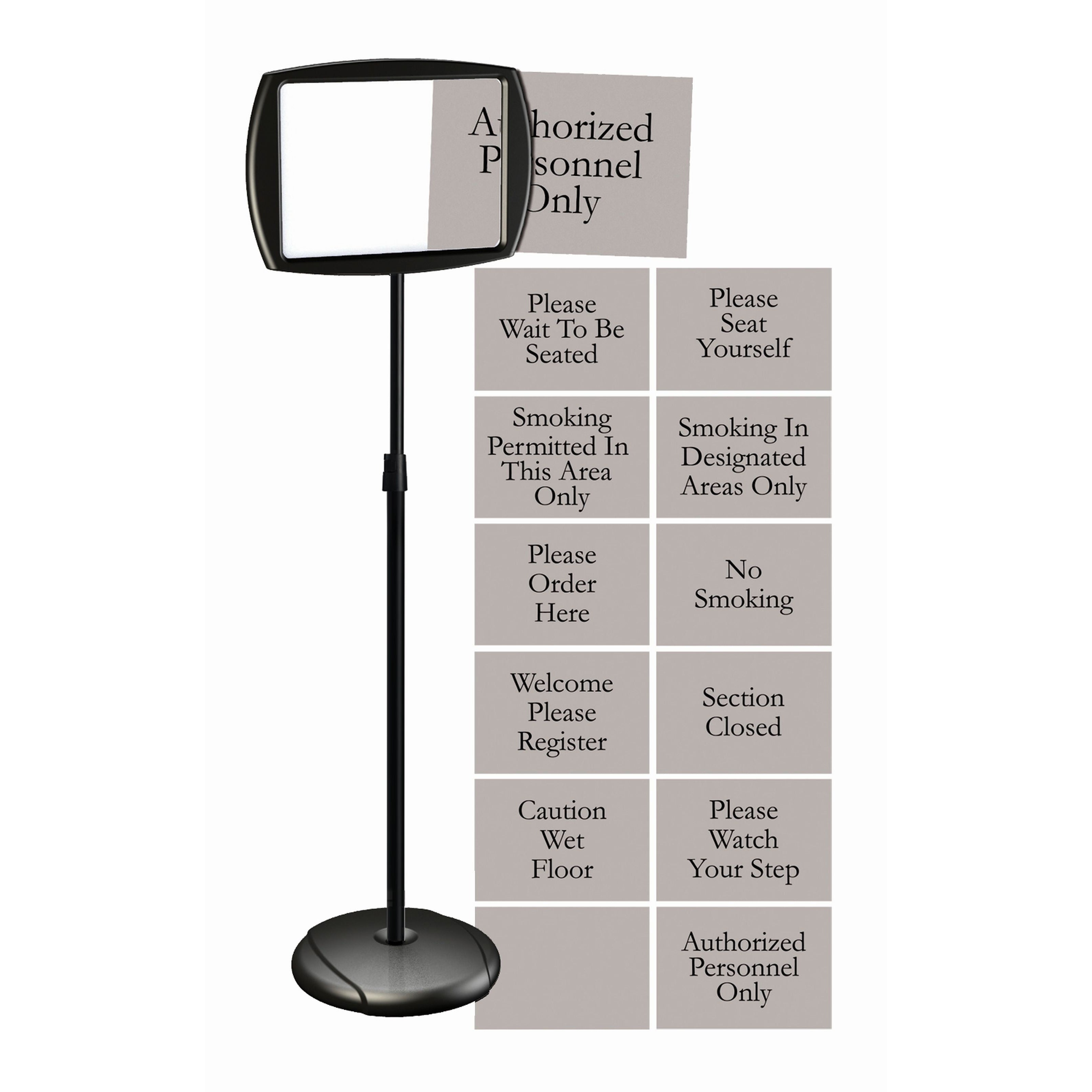 MasterVision Rectangular Dry-Erase Sign Stand with Inserts, 15"  x 10.6", Black