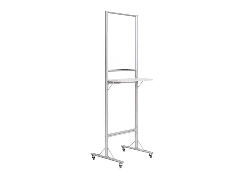 Mobile Self-Standing Individual Glass Workstation, 24" x 76", Glass Board, Anodized Aluminum Structure_0