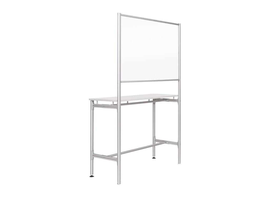 Mobile Self-Standing Individual Glass Workstation,73" x 48", Glass Board, Anodized Aluminum Structure_0