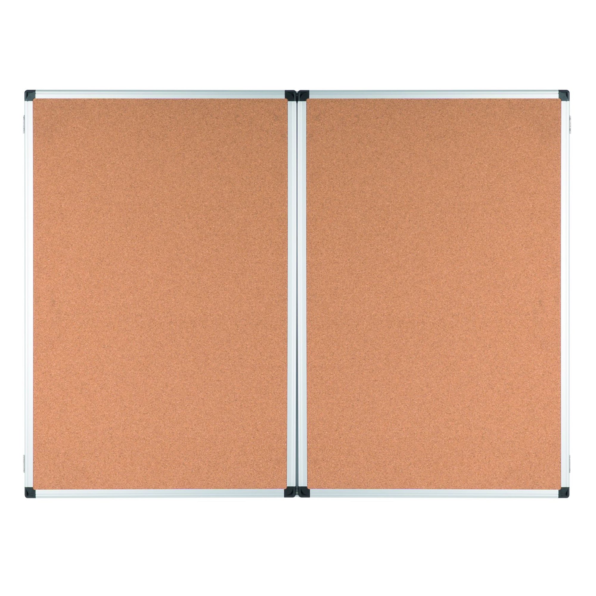 MasterVision Industrial Trio Dry-Erase Board, Cork Outside/Magnetic Dry-Erase Surface inside, 36" x 48" when Closed, Aluminum Frame