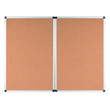 MasterVision Industrial Trio Dry-Erase Board, Cork Outside/Magnetic Dry-Erase Surface inside, 36" x 48" when Closed, Aluminum Frame