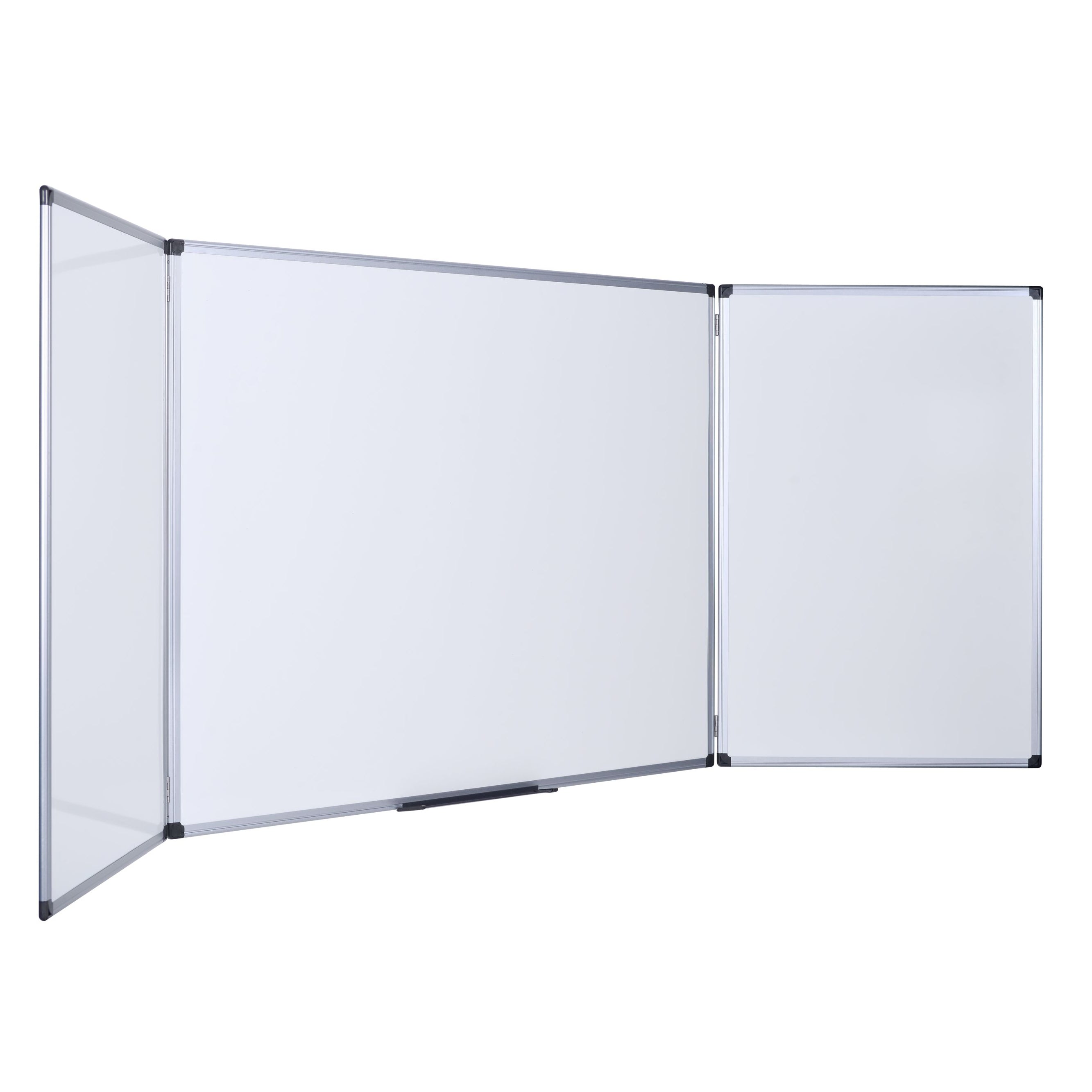 MasterVision Industrial Trio Dry-Erase Board, Cork Outside/Magnetic Dry-Erase Surface inside, 36" x 48" when Closed, Aluminum Frame