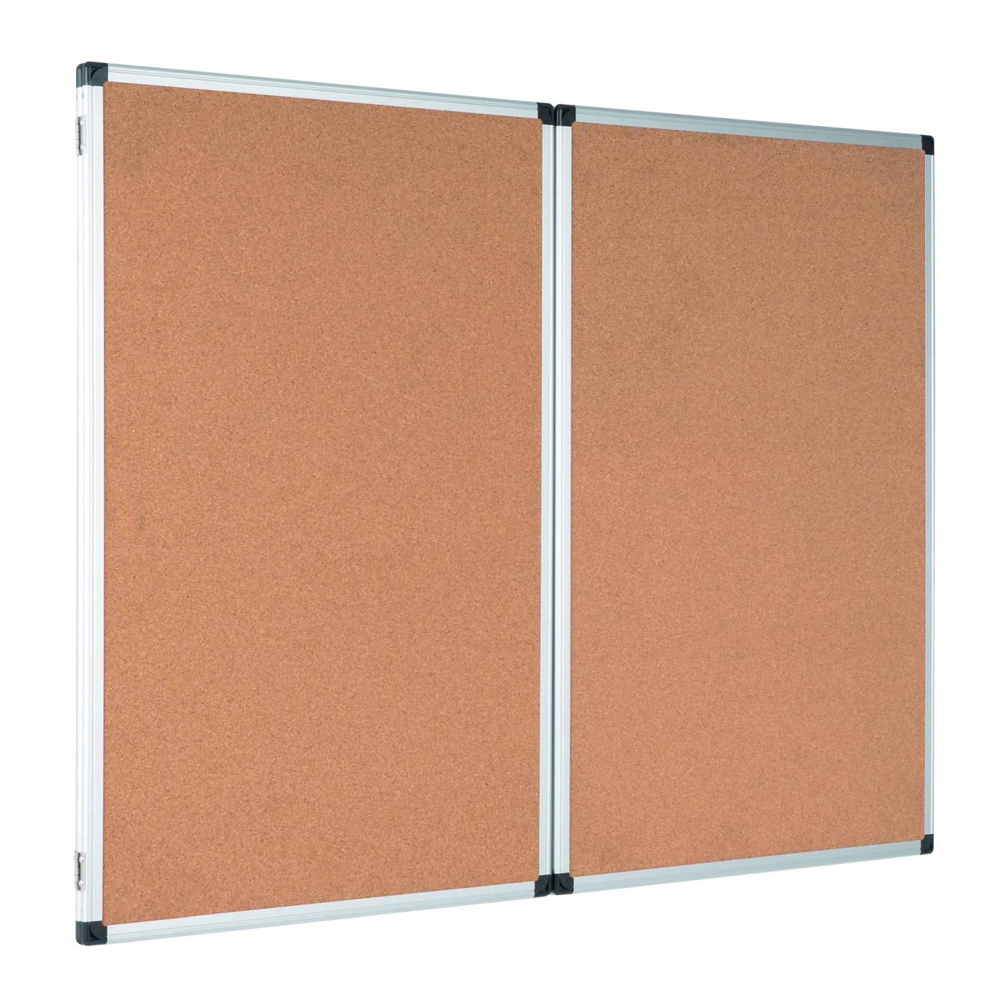 MasterVision Industrial Trio Dry-Erase Board, Cork Outside/Magnetic Dry-Erase Surface inside, 36" x 48" when Closed, Aluminum Frame