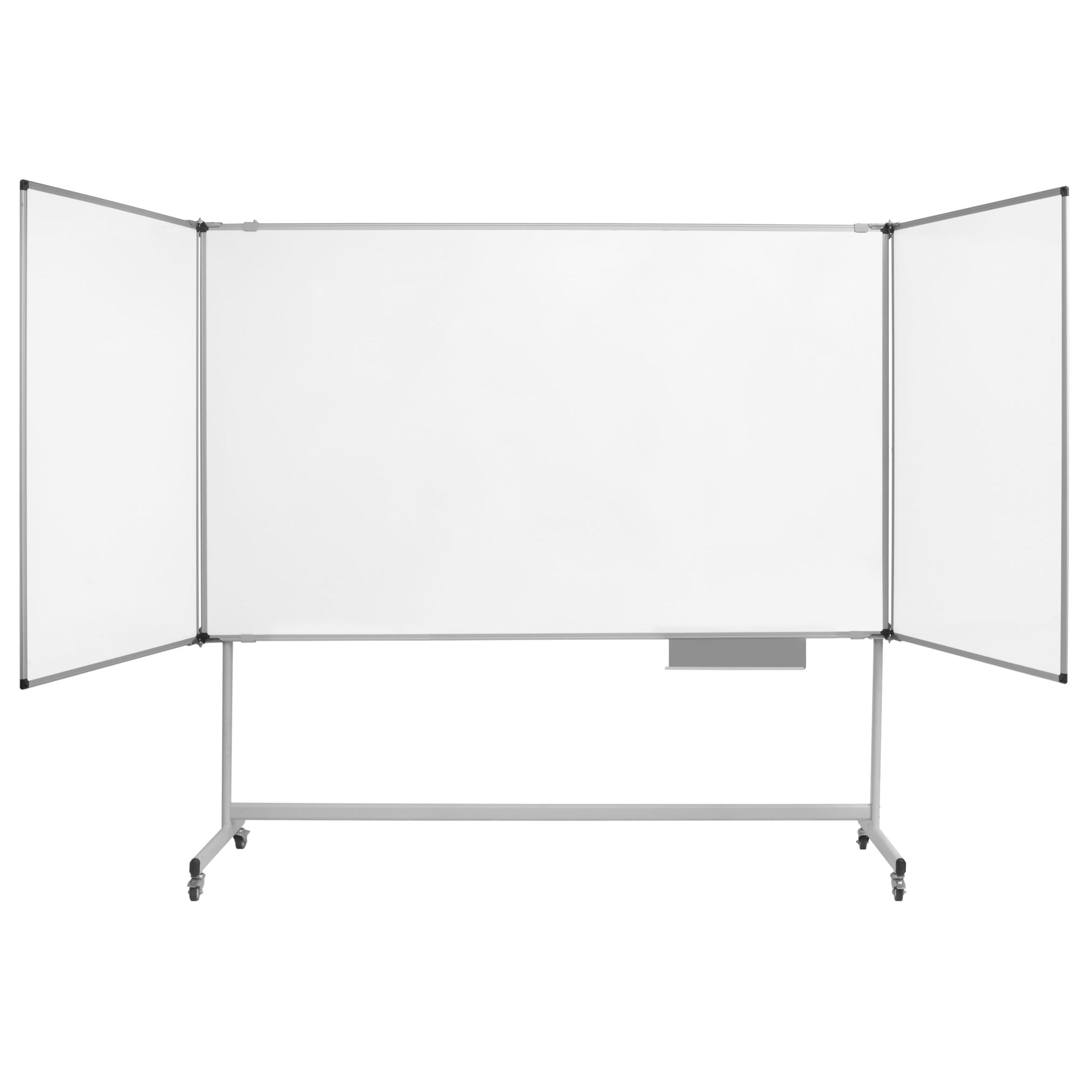 MV Industrial Mobile Magnetic Trio Dry-Erase Board Easel, 80" x 40" when Closed